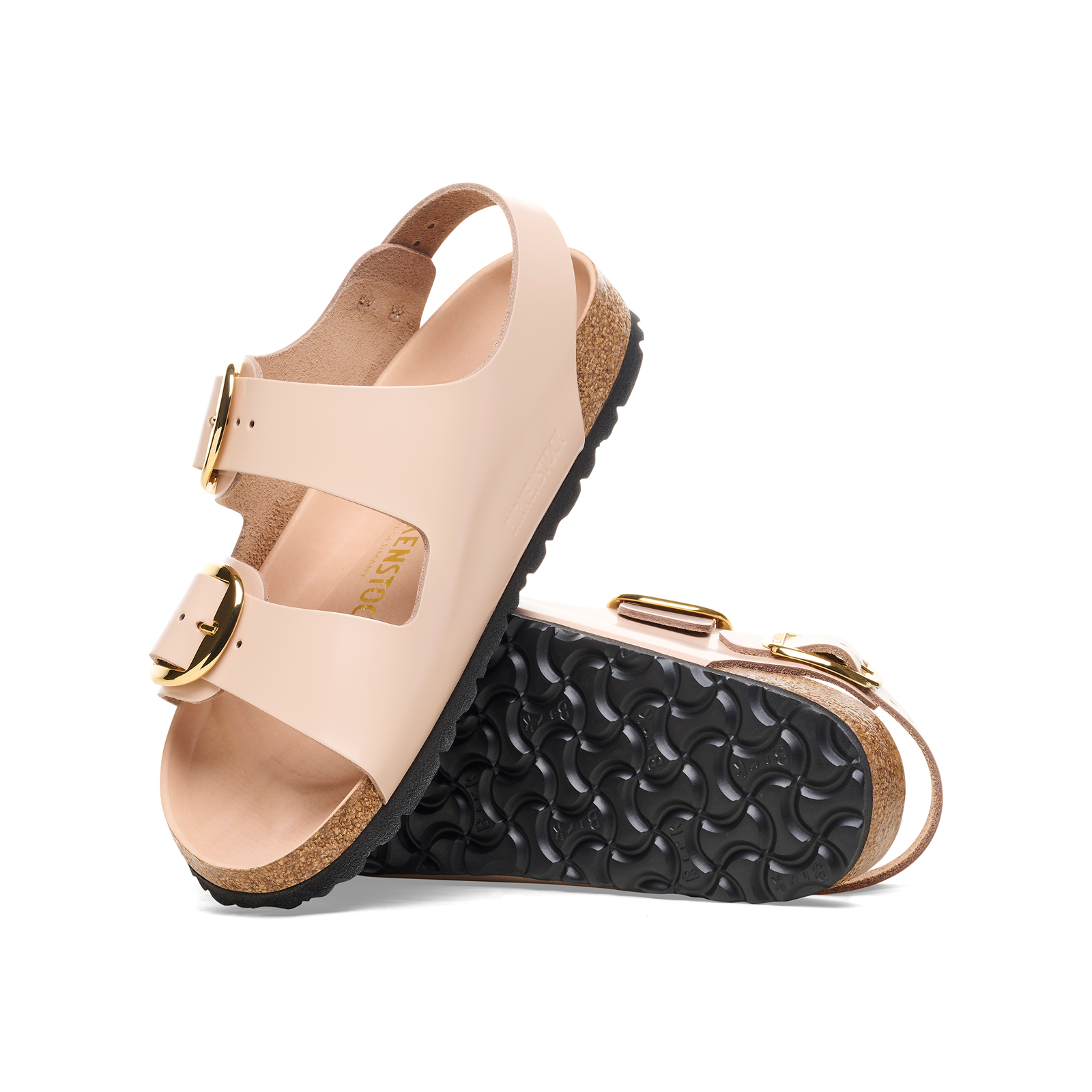 Birkenstock Milano Big Buckle Narrow Backstrap Sandal for Women - High Shine Beige Leather - Comfortable Orthopedic Footbed - Perfect for Summer, Travel & Casual Wear
