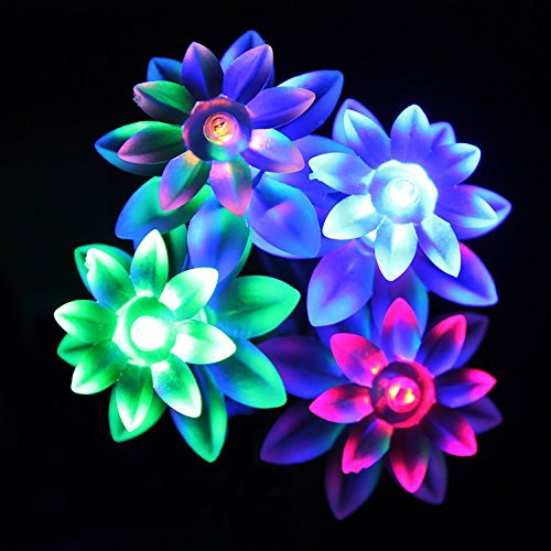 80 LED Solar Powered Lotus Flower String Lights - Waterproof Outdoor Fairy Lights for Garden, Wedding, Party & Christmas Decorations | Multi-Color Decorative Lighting for Patio, Yard & Backyard
