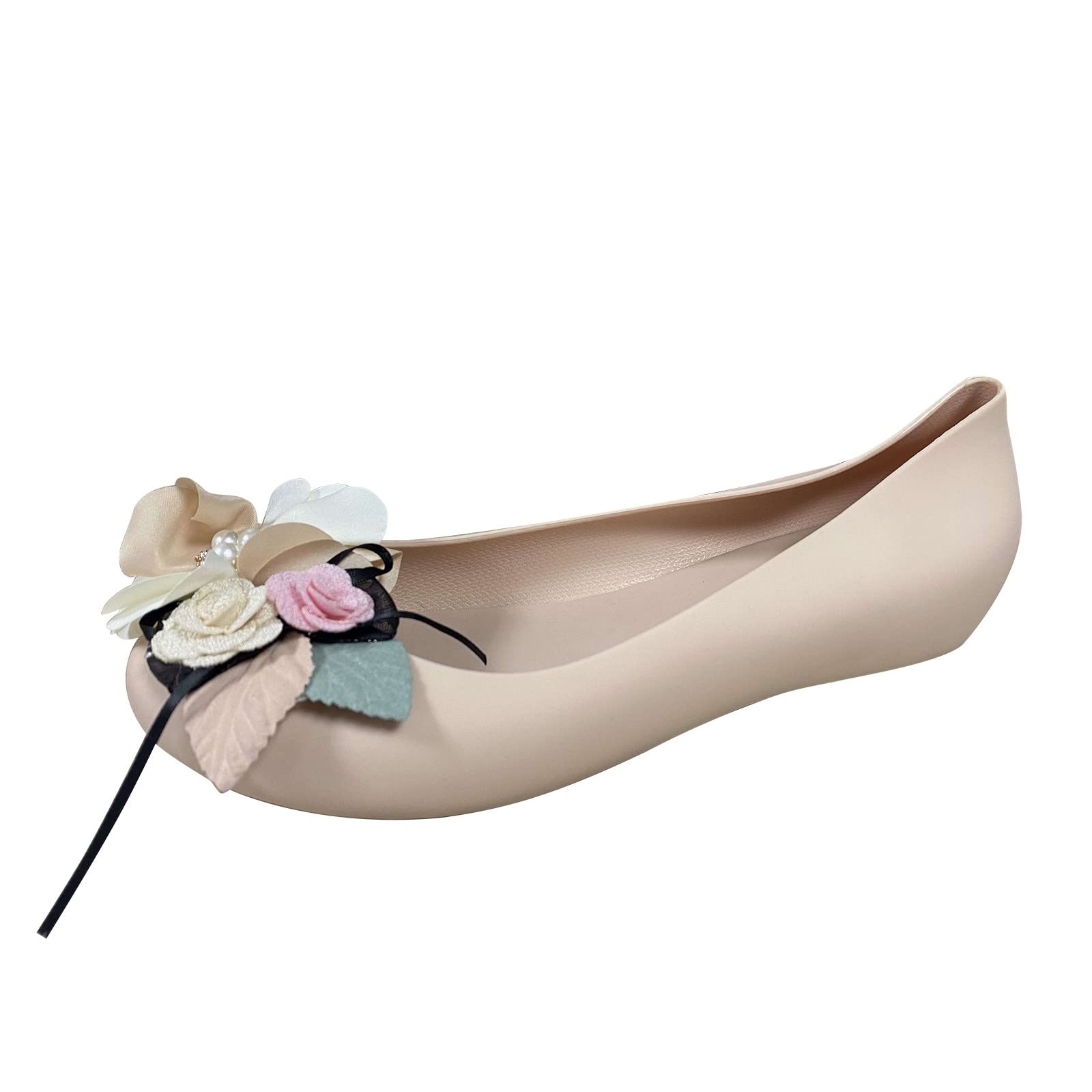 Stylish Women's Casual Flats with Rhinestone & Pearl Embellishments - Comfortable Soft Sole Dressy Shoes for Work, Party & Everyday Wear