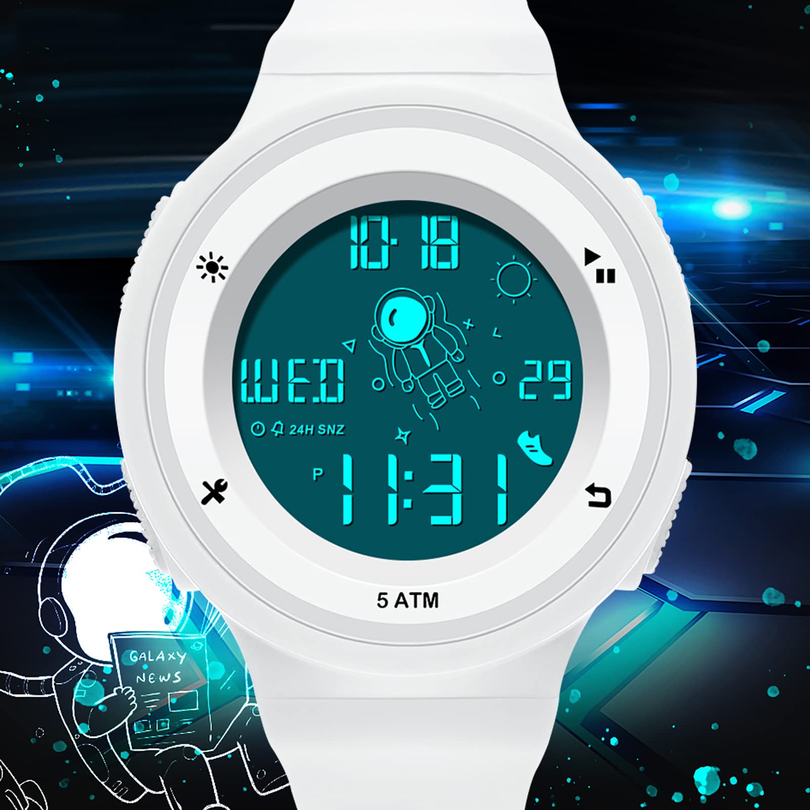 Findtime Digital Sports Watch - 5ATM Waterproof, Dual Time Display, Luminous, Countdown Stopwatch, Calendar & Alarm - Unisex Digital Wristwatch for Men & Women | Perfect for Running, Swimming, Outdoor Activities & Daily Use