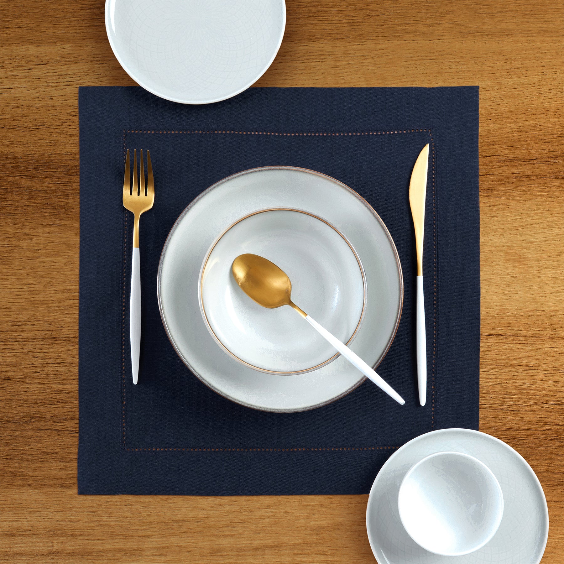 Premium Classic Hemstitch Square Placemats Set of 4 - Elegant Cotton Table Linens for Dining Room, Kitchen, and Holiday Decor - Perfect for Dinner Parties, Family Gatherings, and Special Occasions