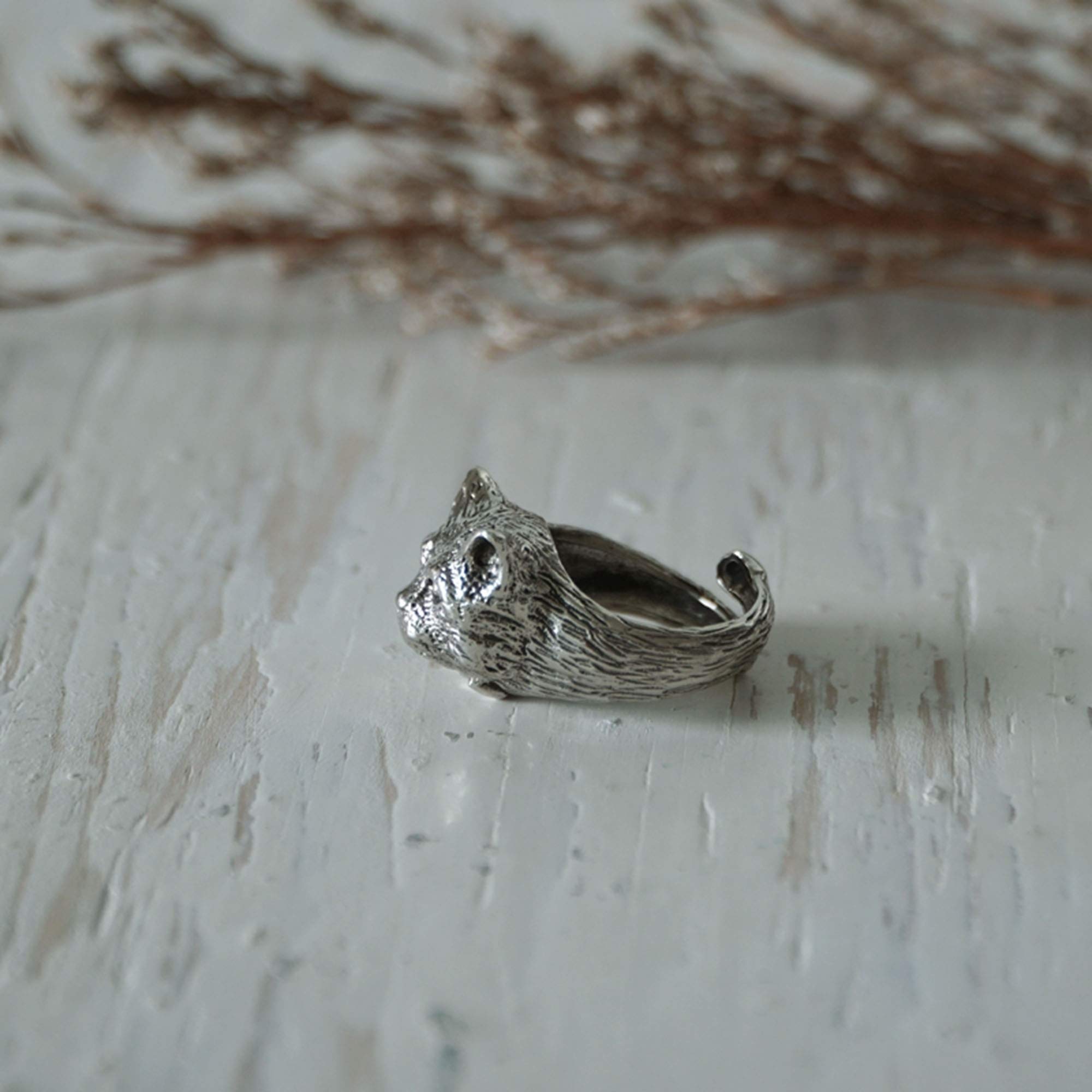 925 Sterling Silver Cat and Glasses Ring - Adorable Kitty Lover Gift with Animal Ears, Boho Style Jewelry for Women | Perfect for Cat Enthusiasts, Casual Wear & Unique Gifts