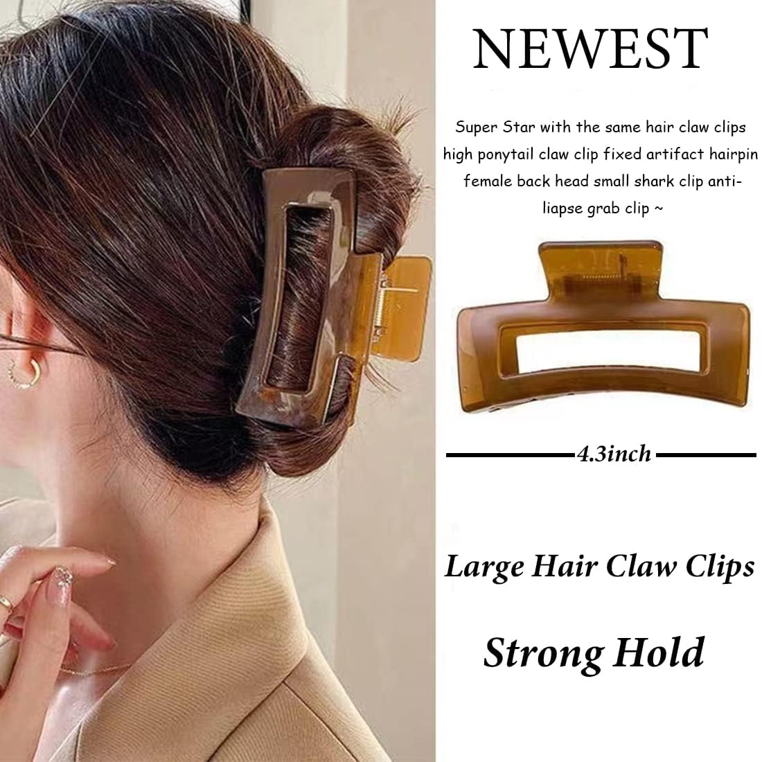 Glamifirsto Transparent Anti-Slip Hair Claw Clip for Women - Strong Grip Plastic Hair Clamp (Set of 4) - Perfect for Ponytails, Buns & Everyday Hairstyles