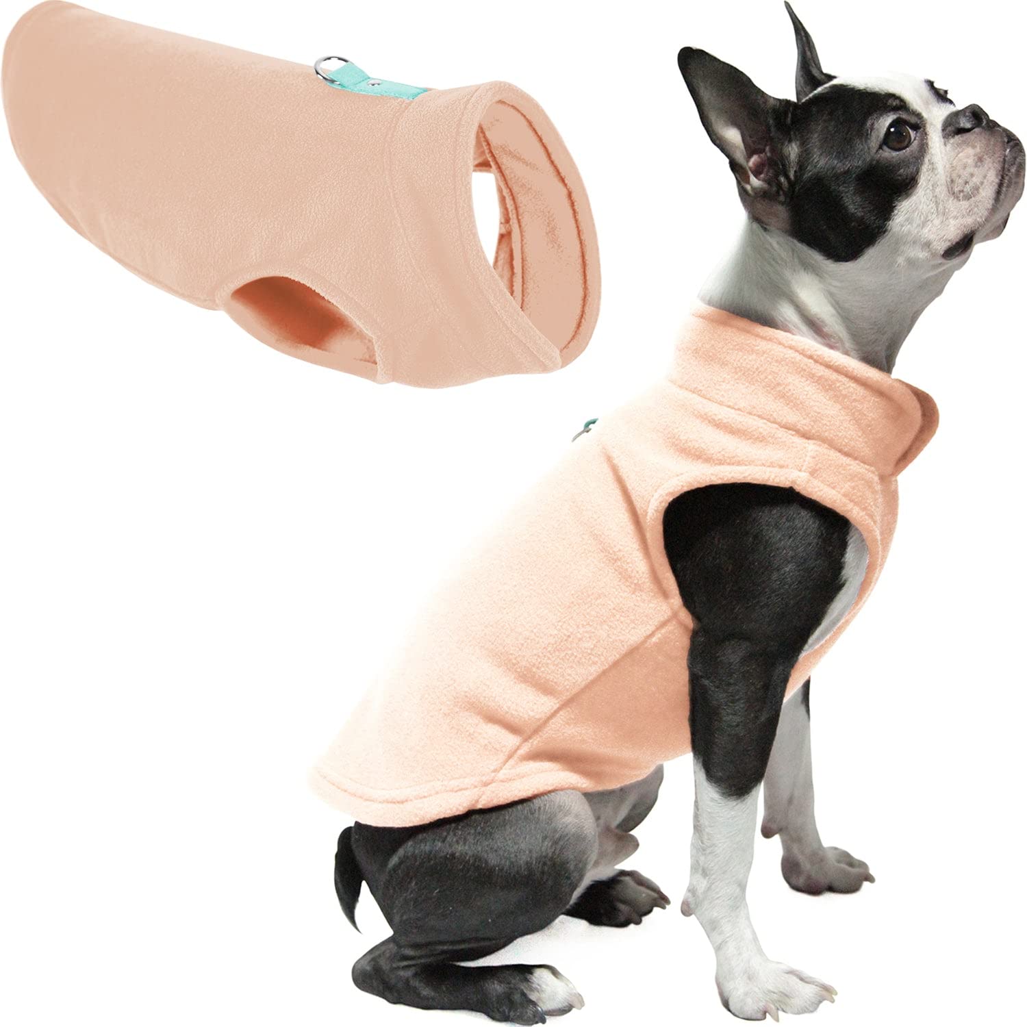 Gooby Fleece Vest Dog Sweater - Peach, X-Small - Warm Pullover Fleece Dog Jacket with O-Ring Leash Attachment - Winter Small Dog Coat for Cold Weather - Perfect for Small Breed Dogs (Boys & Girls) - Ideal for Outdoor Walks, Winter Adventures & Indoor Cozy Time