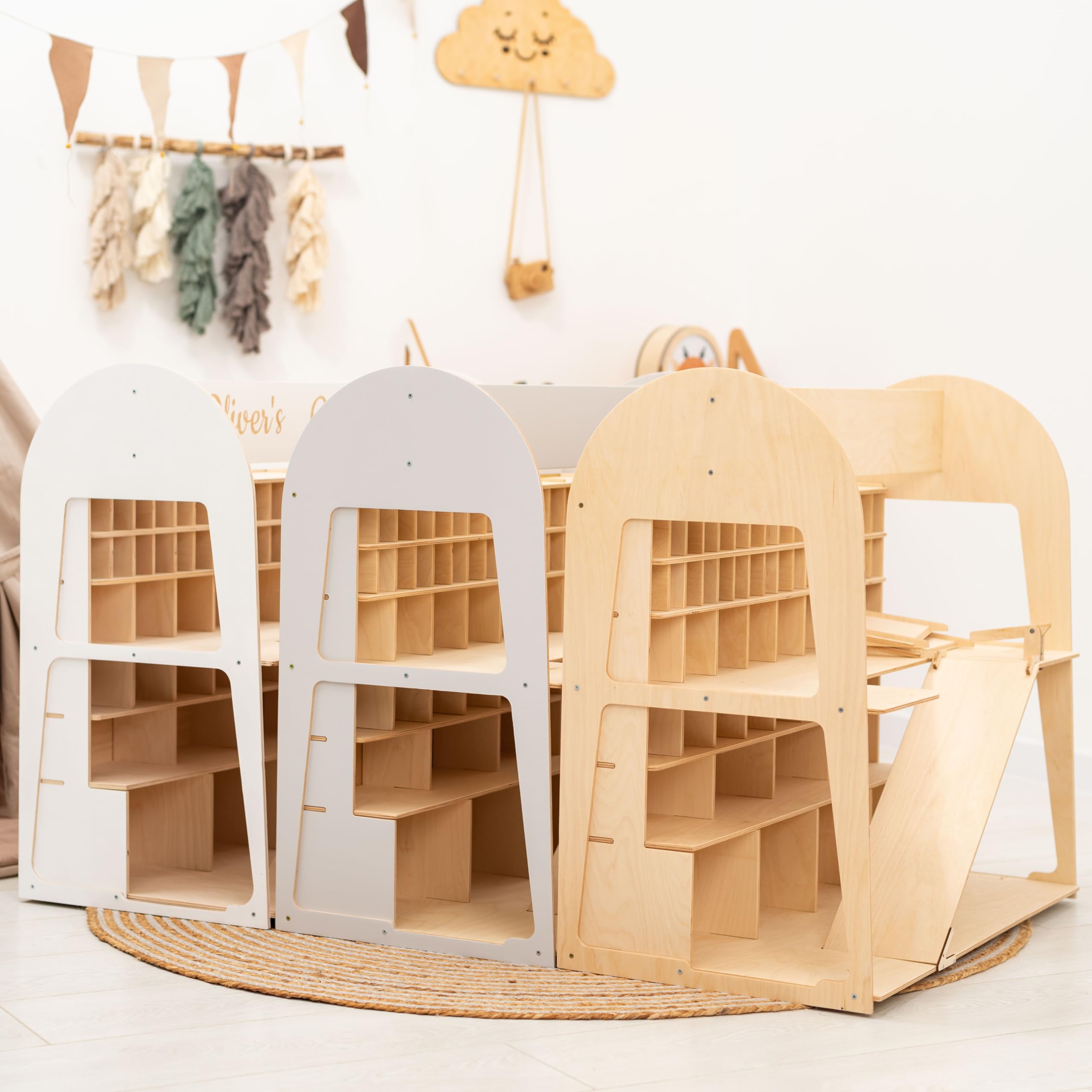 Wooden Toy Parking Garage with Elevator - Car Storage Organizer for Hot Wheels & Mini Toy Cars - Gift for Toddlers 1-4 Years Old - Big Natural Wood Case Shelf - Perfect for Playrooms, Bedrooms & Preschool Learning Activities