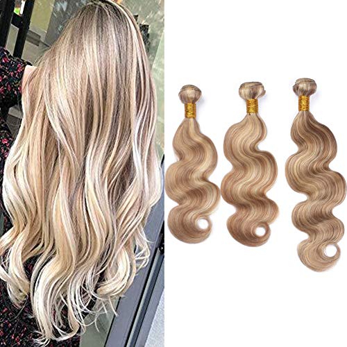 Tony Beauty #27/613 Piano Color Brazilian Virgin Human Hair Extensions - Light Brown with Blonde Highlights Body Wave Bundles (3/4Pcs, 30 30 30) for Styling, Volume & Length | Perfect for Daily Wear, Parties & Special Occasions