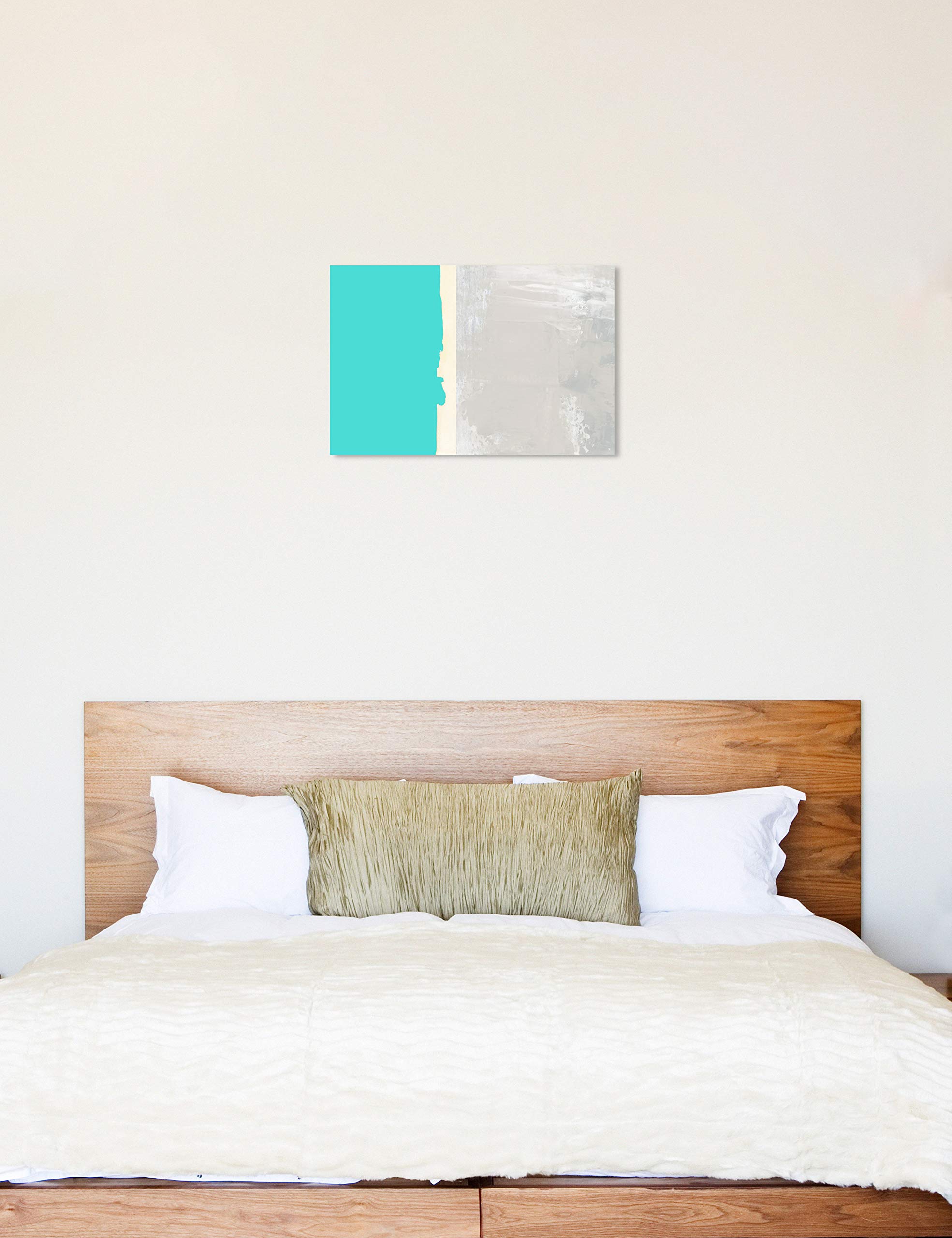 Abstract Wall Art Canvas Print 'Divided Turquoise' - Blue & Gray Modern Home Decor - 30