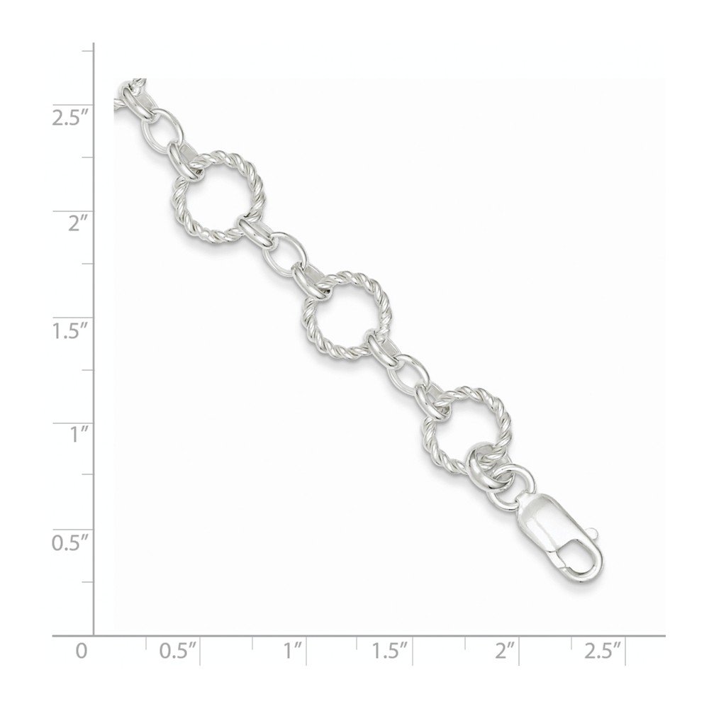 Jewels By Lux Sterling Silver Twist Circle Link Bracelet - Elegant Stackable Jewelry for Women, Perfect for Everyday Wear & Special Occasions
