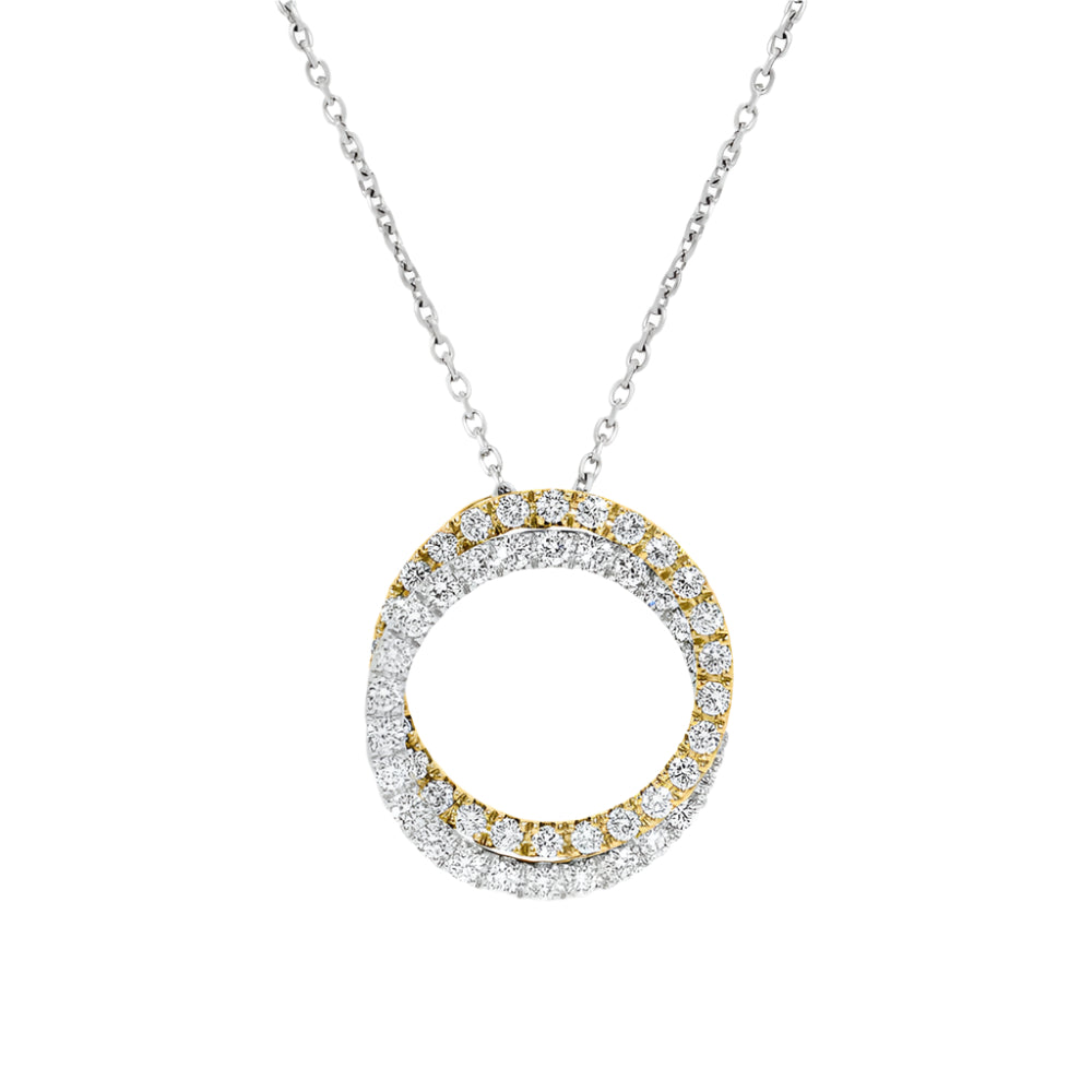 18K Two-Tone Gold Diamond Interlocking Circles Pendant Necklace for Women - Elegant Jewelry Gift for Anniversary, Valentine's Day & Special Occasions
