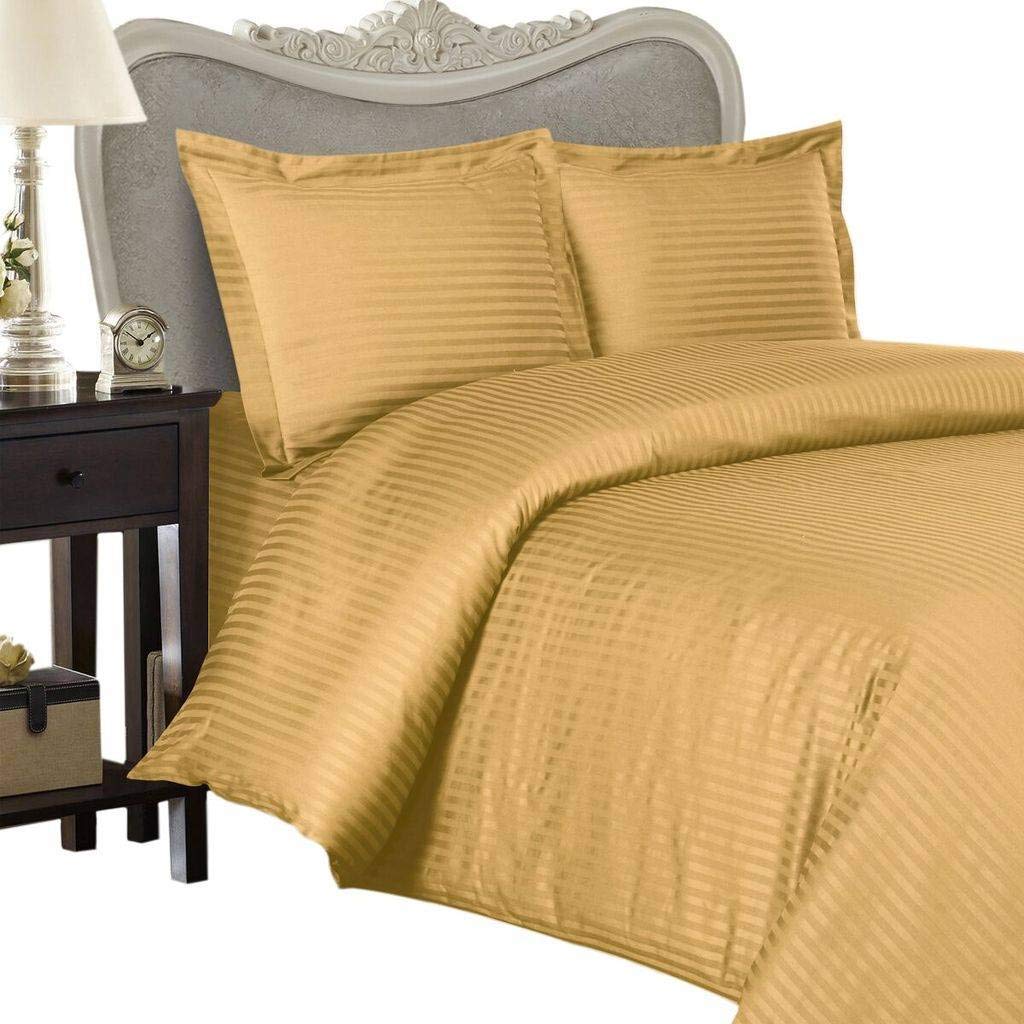 7-Piece Italian 1500 Thread Count Egyptian Cotton Bedding Set - King Size Sheet Set & Duvet Cover with Gold Stripe, Luxury Italian Finish | Perfect for Master Bedrooms, Hotels & Gift Giving