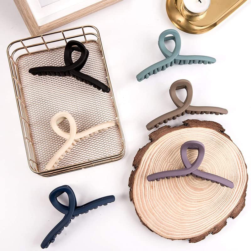 BELICIA 6-Pack Morandi Color Hair Claw Clips - 4.3 Inch Non-Slip Jaw Clamp, Strong Hold Matte Butterfly Hair Clips for Women & Girls - Perfect for Ponytails, Buns & Everyday Hairstyles