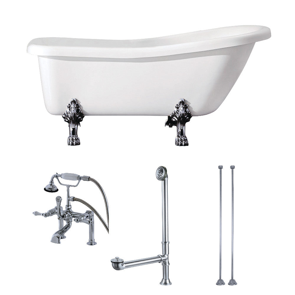 Aqua Eden 67 Inch Acrylic Single Slipper Clawfoot Bathtub with Faucet - Choose Your Finish | Freestanding Soaking Tub for Spa-Like Relaxation in Master Bathroom or Luxury Bathroom Decor