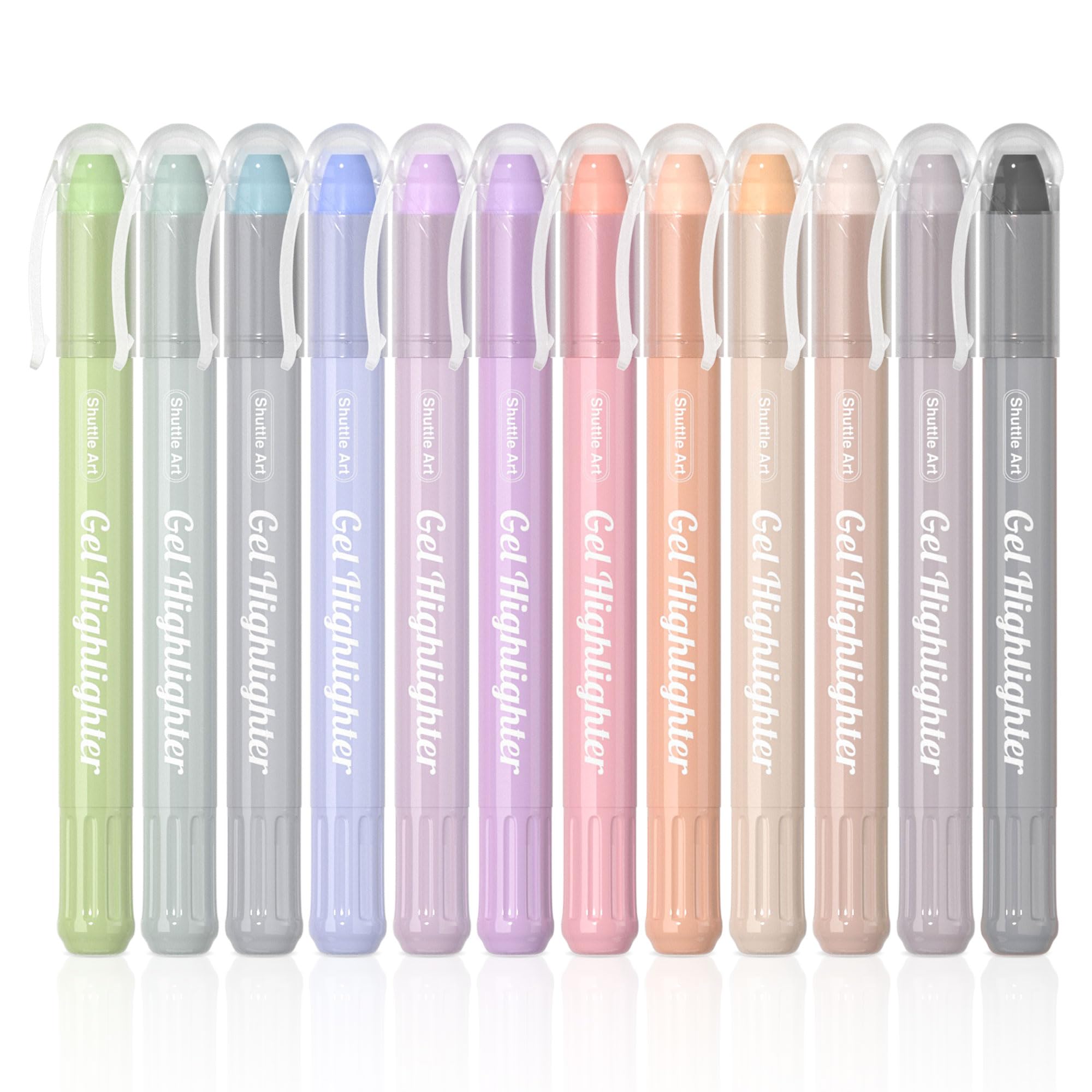 Shuttle Art No Bleed Bible Highlighters & Pens - 12 Mild Colors Gel Highlighters for Bible Journaling, Note Taking & Studying - Perfect for Scripture Marking, School Notes & Planner Organization