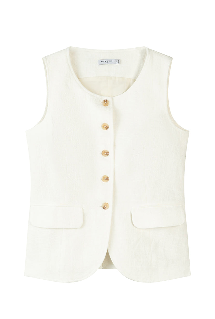 Ines Linen Vest for Women - Breathable White Summer Vest Top - Perfect for Beach, Vacation & Casual Outfits