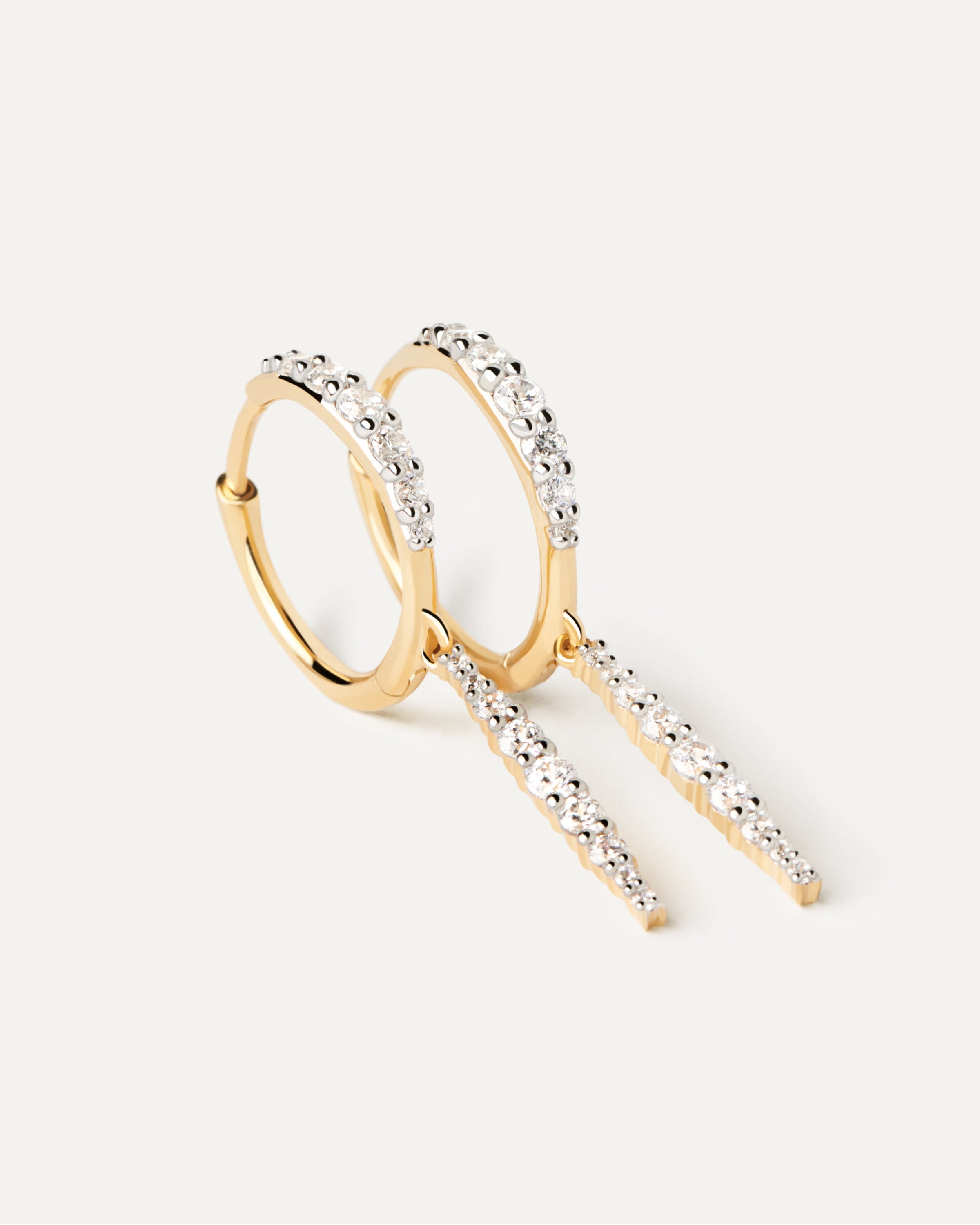 14K Gold Diamond Drop Hoop Earrings for Women - Elegant Dangle Earrings for Wedding, Party & Everyday Wear