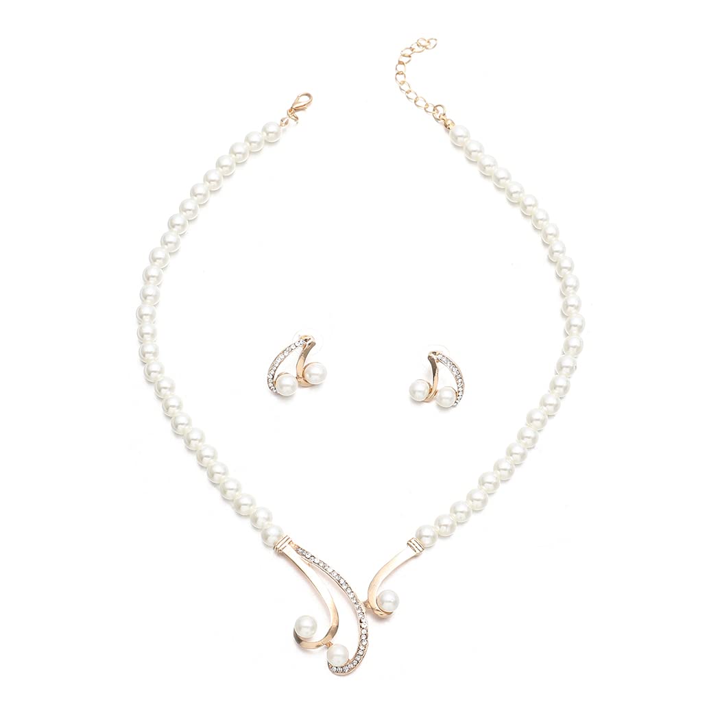 Brishow Bridal Pearl Necklace Set - Elegant Wedding Jewelry with Earrings for Women & Girls | Perfect for Brides, Bridesmaids, and Special Occasions