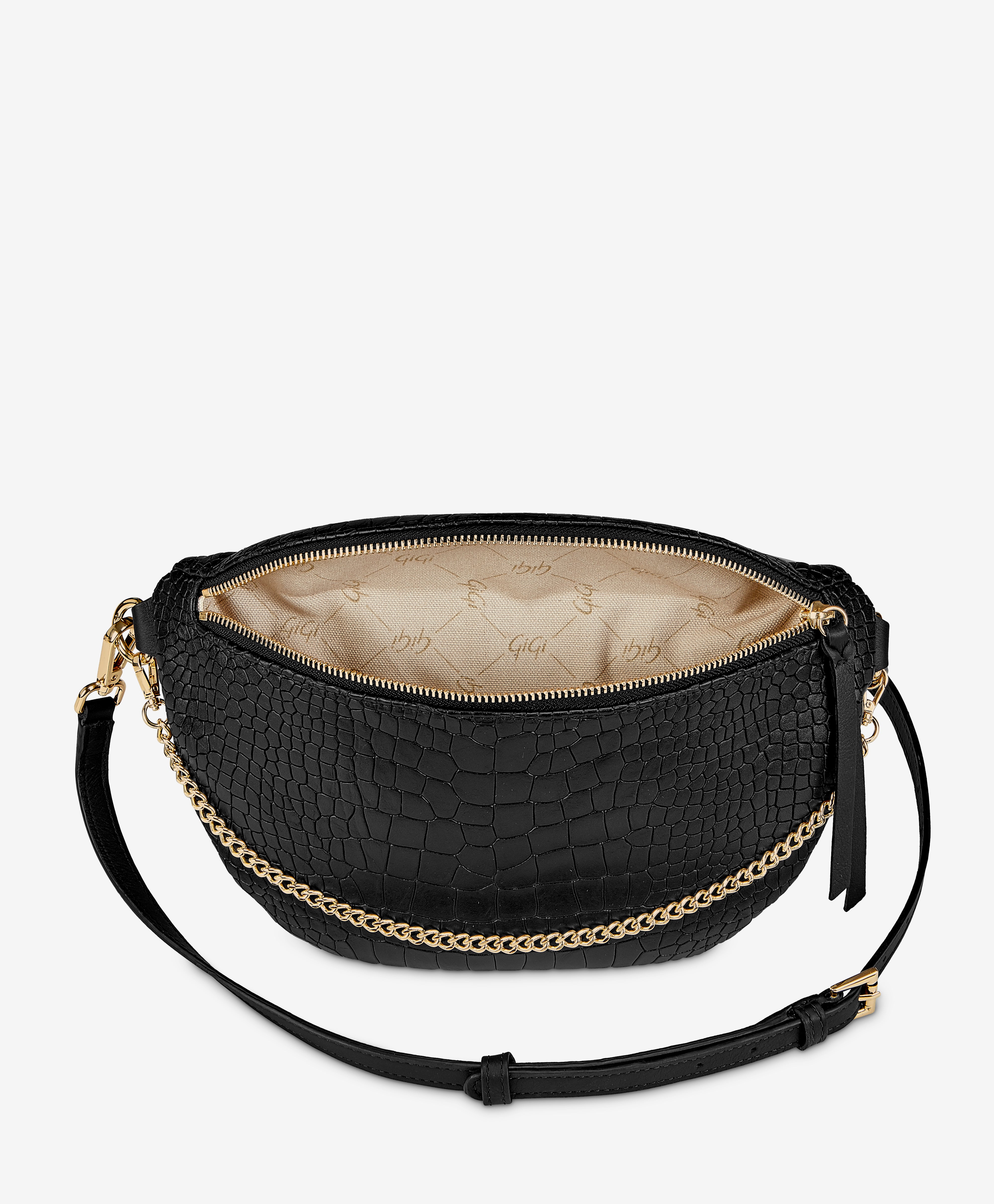 Premium Black Embossed Napa Crocodile Leather Beck Sling Bag - Stylish Crossbody Purse for Women, Men | Perfect for Travel, Work & Everyday Use