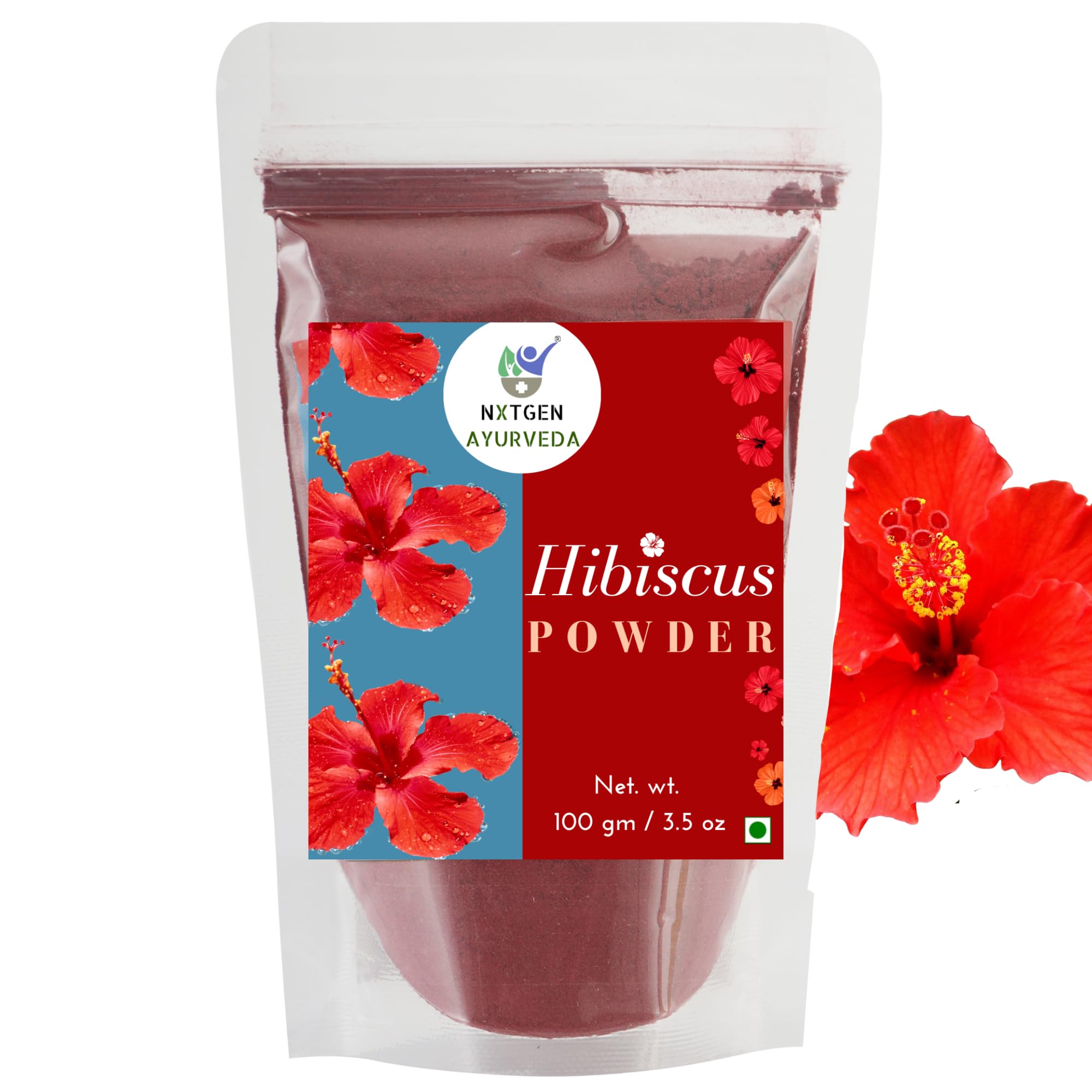 Nxtgen Ayurveda Hibiscus Powder 100g | Pure, Natural, Edible | Hair Growth & Skin Care | For DIY Hair Masks, Smoothies & Herbal Teas