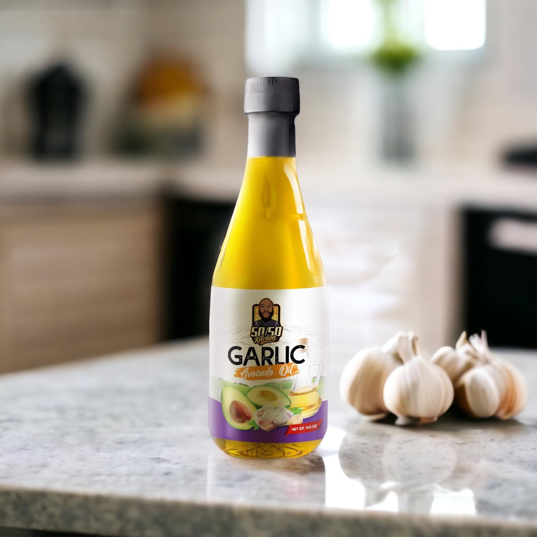 Organic Cold-Pressed Garlic Infused Avocado Oil - Premium Cooking & Salad Dressing for Healthy Meals & Gourmet Recipes