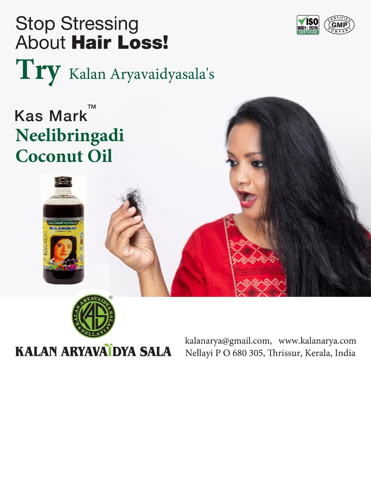 Kas Mark Kalan Aryavaidya Sala Neelibhringadi Coconut Oil - 450ml | 100% Pure Ayurvedic Hair Care for Dry Scalp & Dandruff | Perfect for Daily Hair Massage & Nourishment