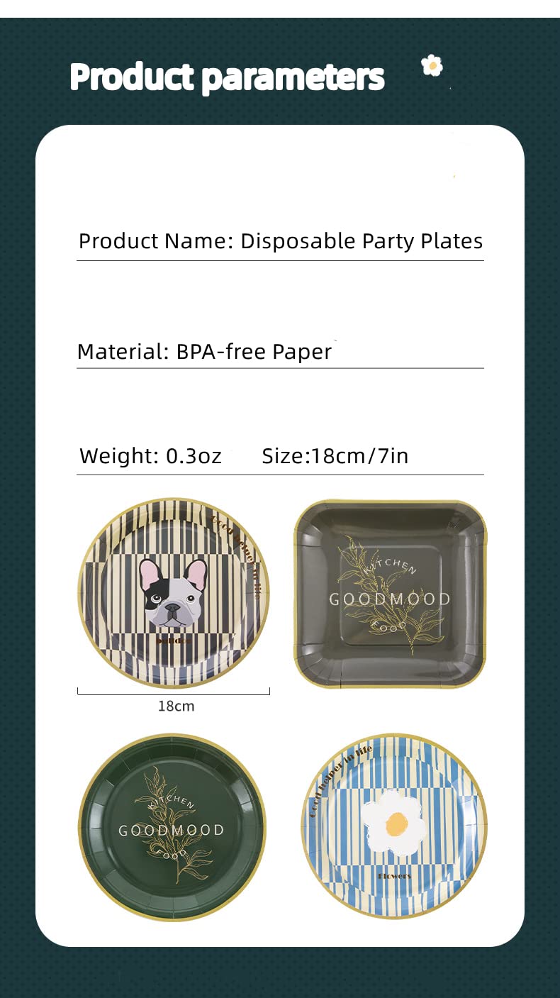 Eco-Friendly Compostable Disposable Paper Plates - 7 Inch Heavy Duty Waterproof Party Plates (10/50/100 Pack) for Dessert, Salad & Dinner | Elegant Fancy Tableware for Weddings, BBQs, Picnics & Events
