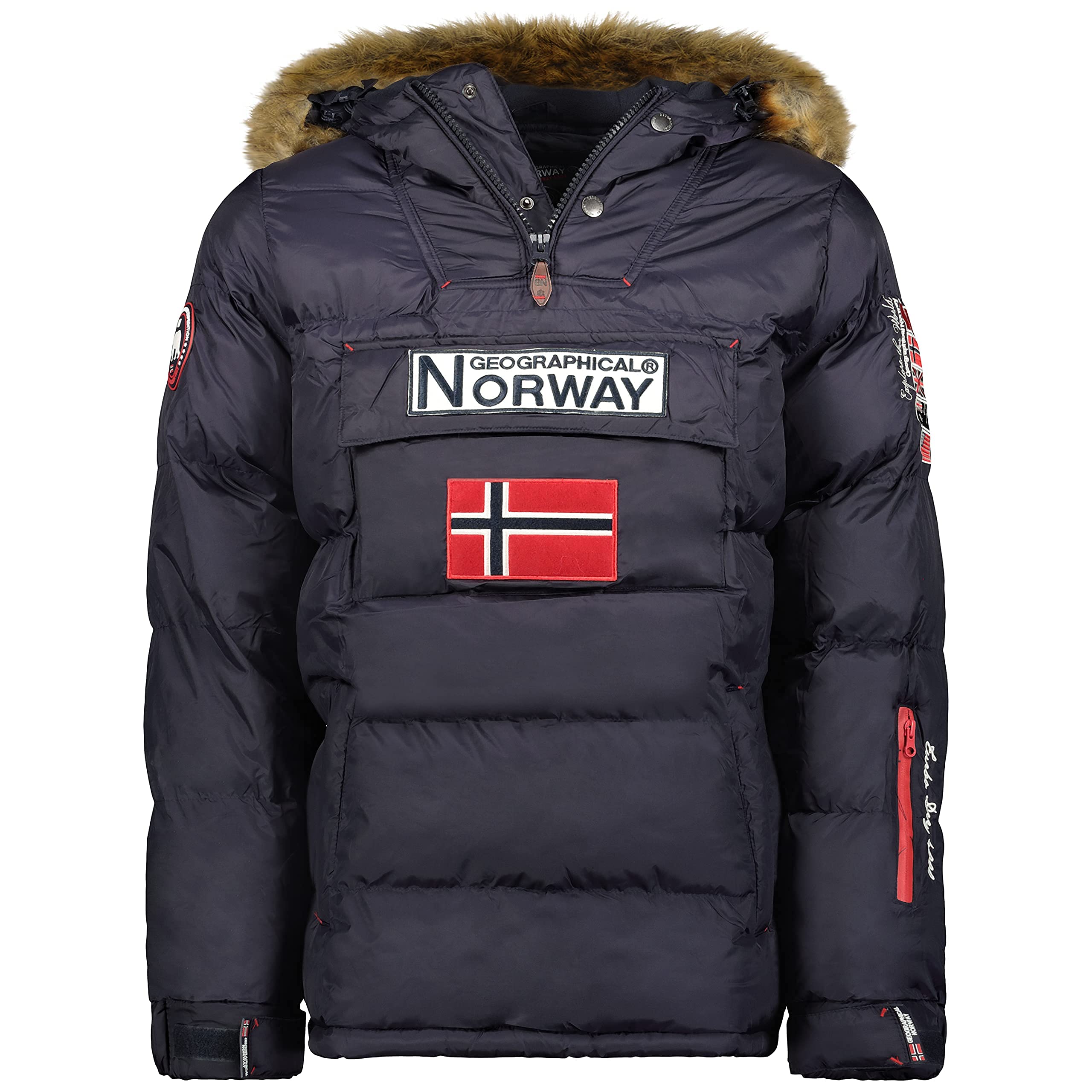 Geographical Norway Bilboquet Men's Waterproof Winter Parka with Furry Hood - Windproof Warm Coat for Autumn & Winter - Perfect for Outdoor Activities, Hiking, and Snow Adventures