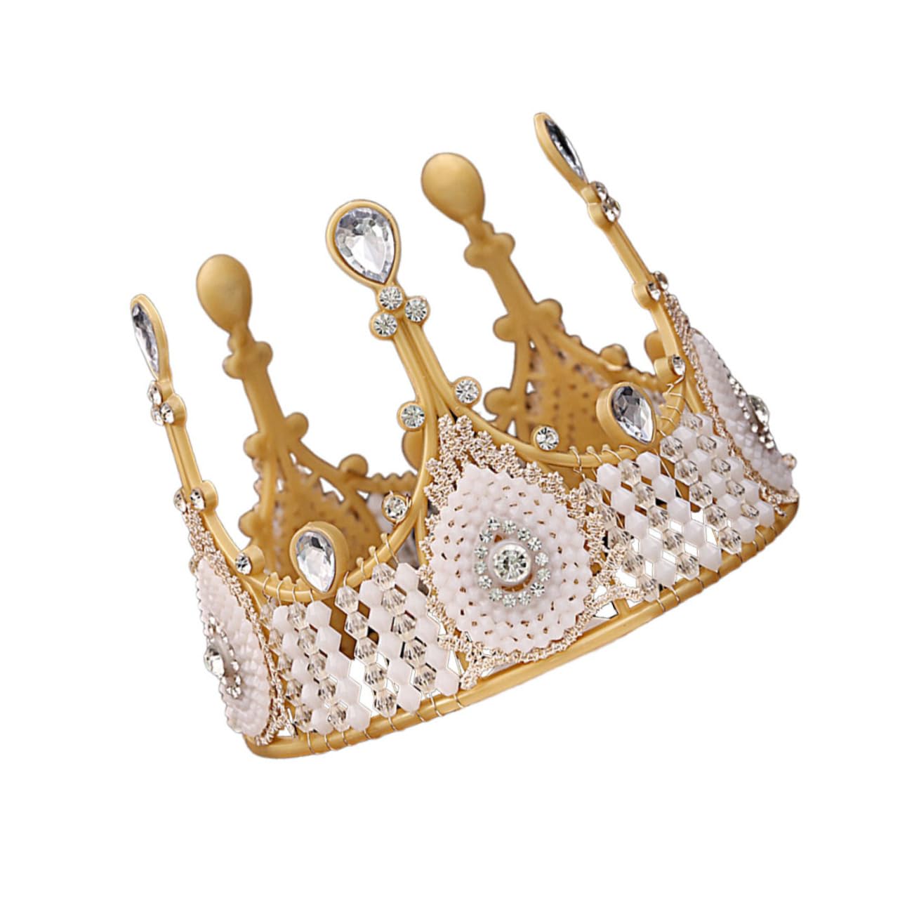 POPETPOP Gold Crystal Hair Crown - Vintage Gothic Bridal Headpiece with Rhinestones for Weddings, Birthdays & Royal Princess Costume Accessories | Perfect for Brides, Birthday Parties & Themed Events