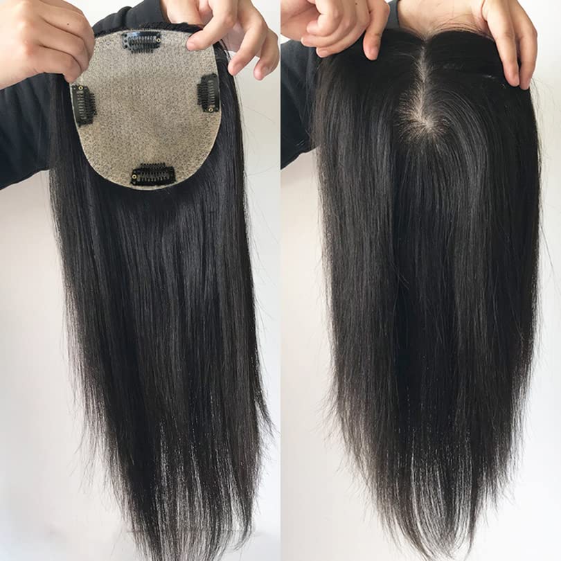 Handmade Silk Base Virgin Human Hair Topper 5