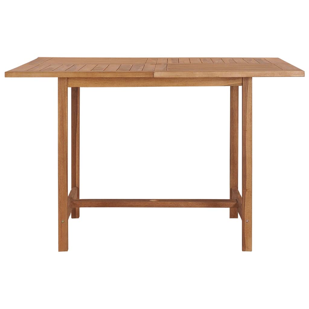 Premium Solid Teak Wood Outdoor Dining Table with Umbrella Hole - 4-Direction Slats Design, Weather-Resistant Bistro Table for Patio, Backyard, Garden (47.2