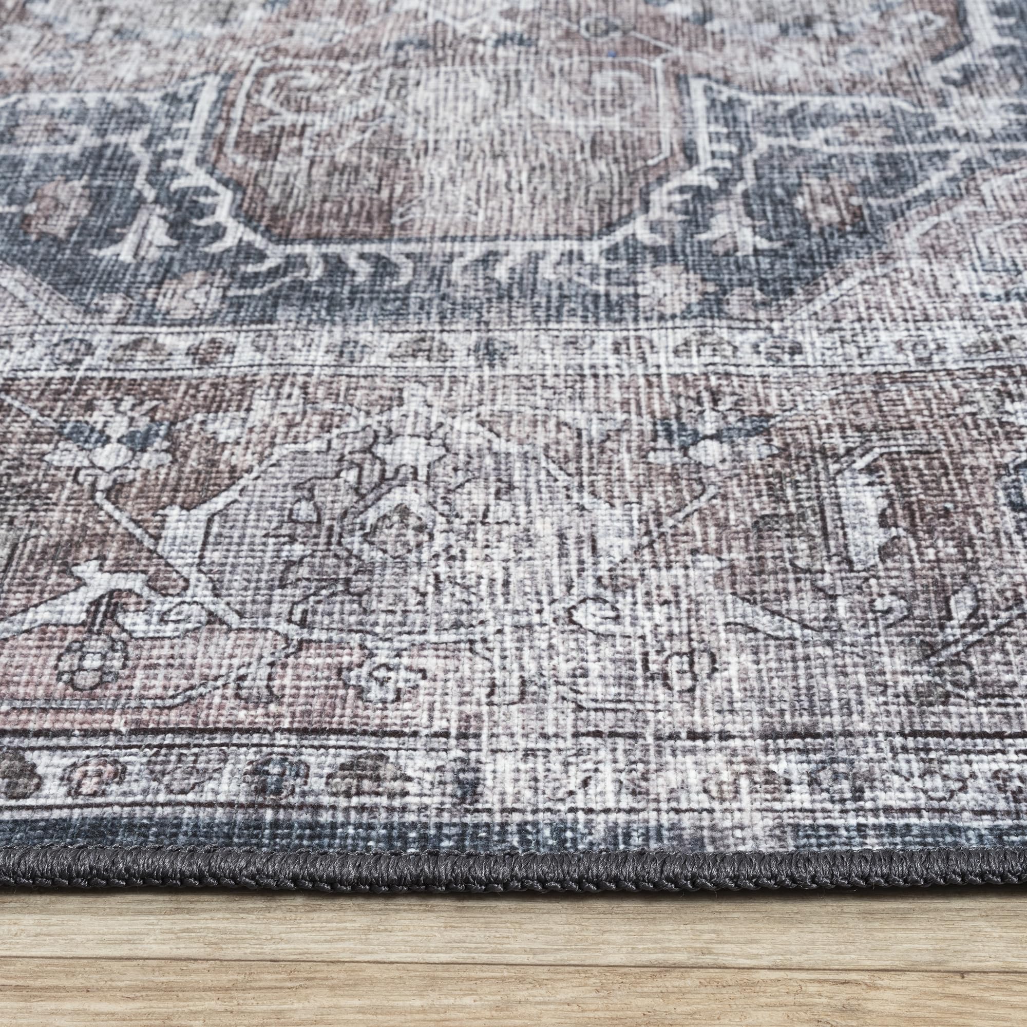 Adiva Rugs 2x3 Machine Washable Non-Slip Area Rug - Soft Anti-Fatigue Floor Mat for Living Room, Bedroom, Bathroom & Kitchen - Multi Anthracite Decor (2' x 3') | Perfect for High-Traffic Areas, Pet-Friendly Homes & Cozy Spaces