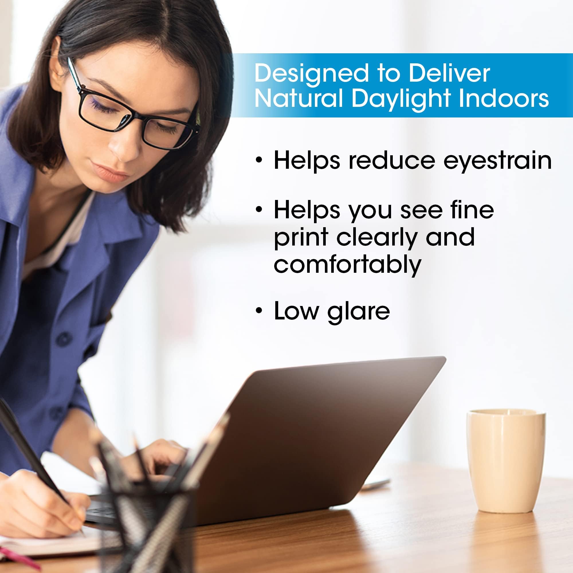 OttLite LED Desk Lamp with 3 Brightness Levels - Energy Efficient Natural Daylight LED Light - Adjustable Flexible Neck & Touch Control - Perfect for Home Office, Study, Computer Desk & Dorm Room - Ideal for Reading, Working & Nighttime Use