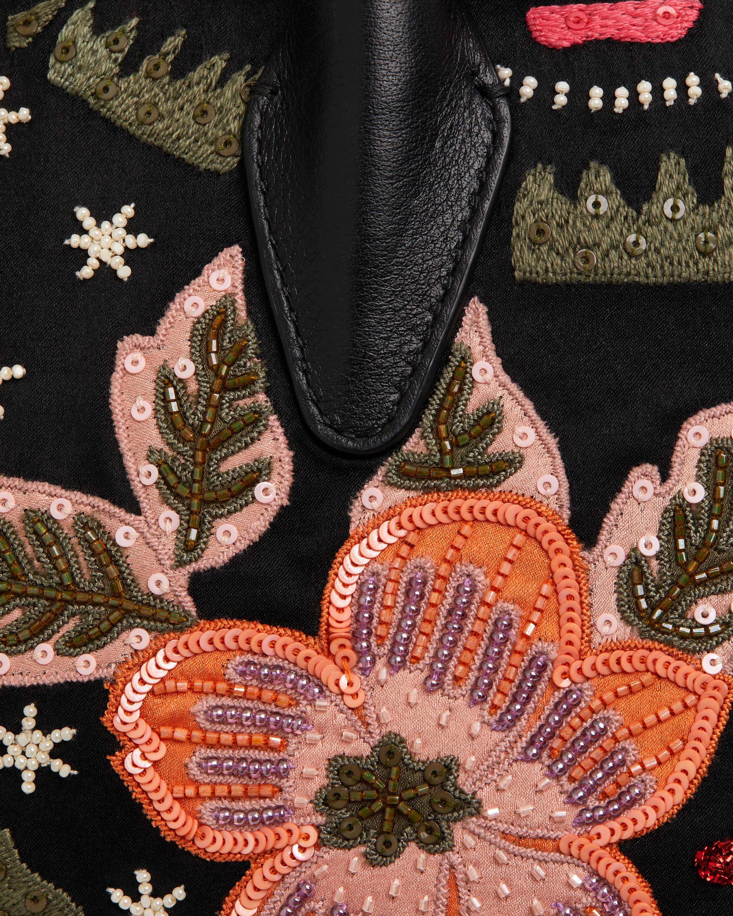 Elegant Black Beaded & Embroidered Satin Nano Tote Bag - Perfect for Evening Parties, Weddings & Special Occasions