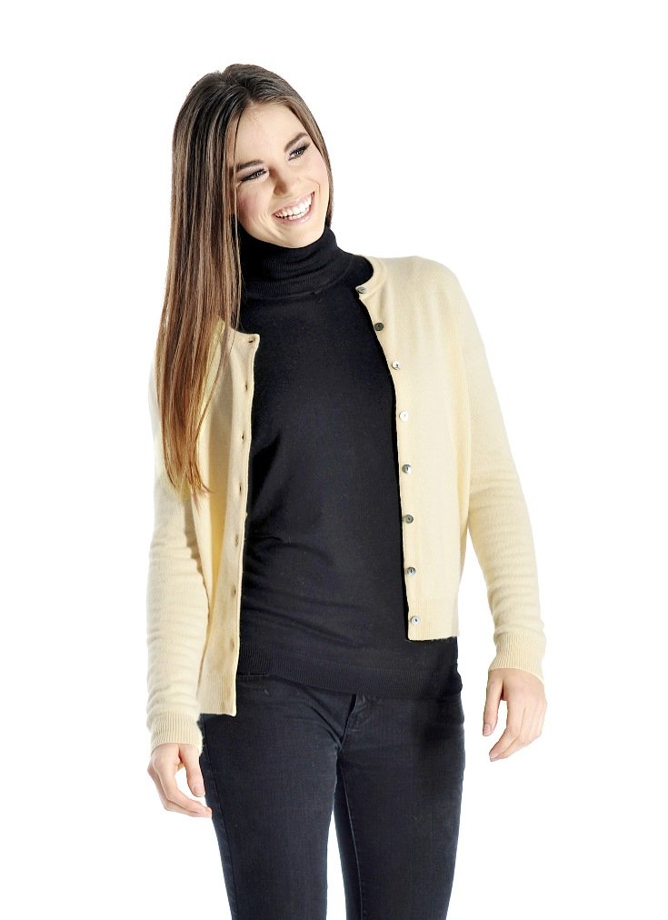 100% Pure Cashmere Women's Cardigan Sweater - Soft Round Neck Long Sleeve Button Down Knitwear | Cozy Winter Office Wear & Casual Outfit Essential