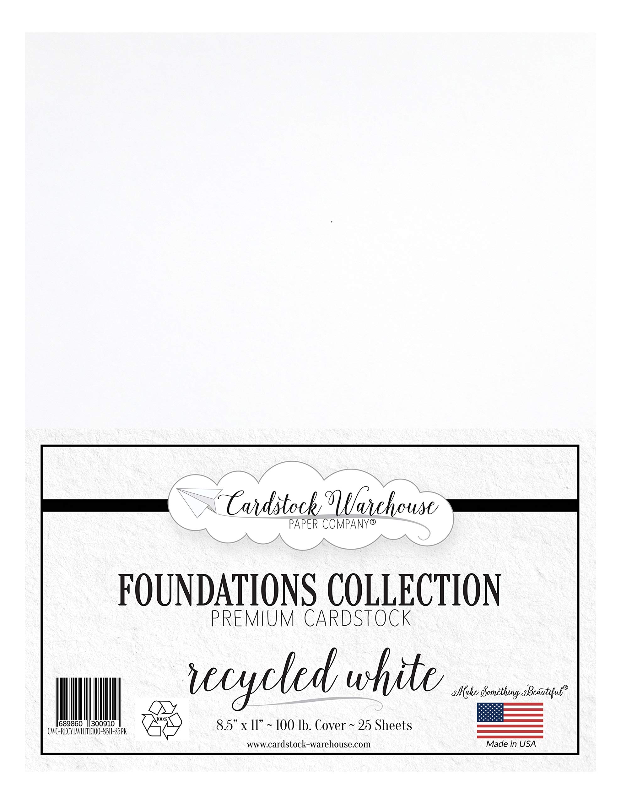 Premium 100% Recycled White Cardstock Paper - 25 Sheets, 8.5 x 11 Inches, 100 LB/270 GSM - Eco-Friendly Card Making, Printing & DIY Projects for Invitations, Scrapbooking & Crafting
