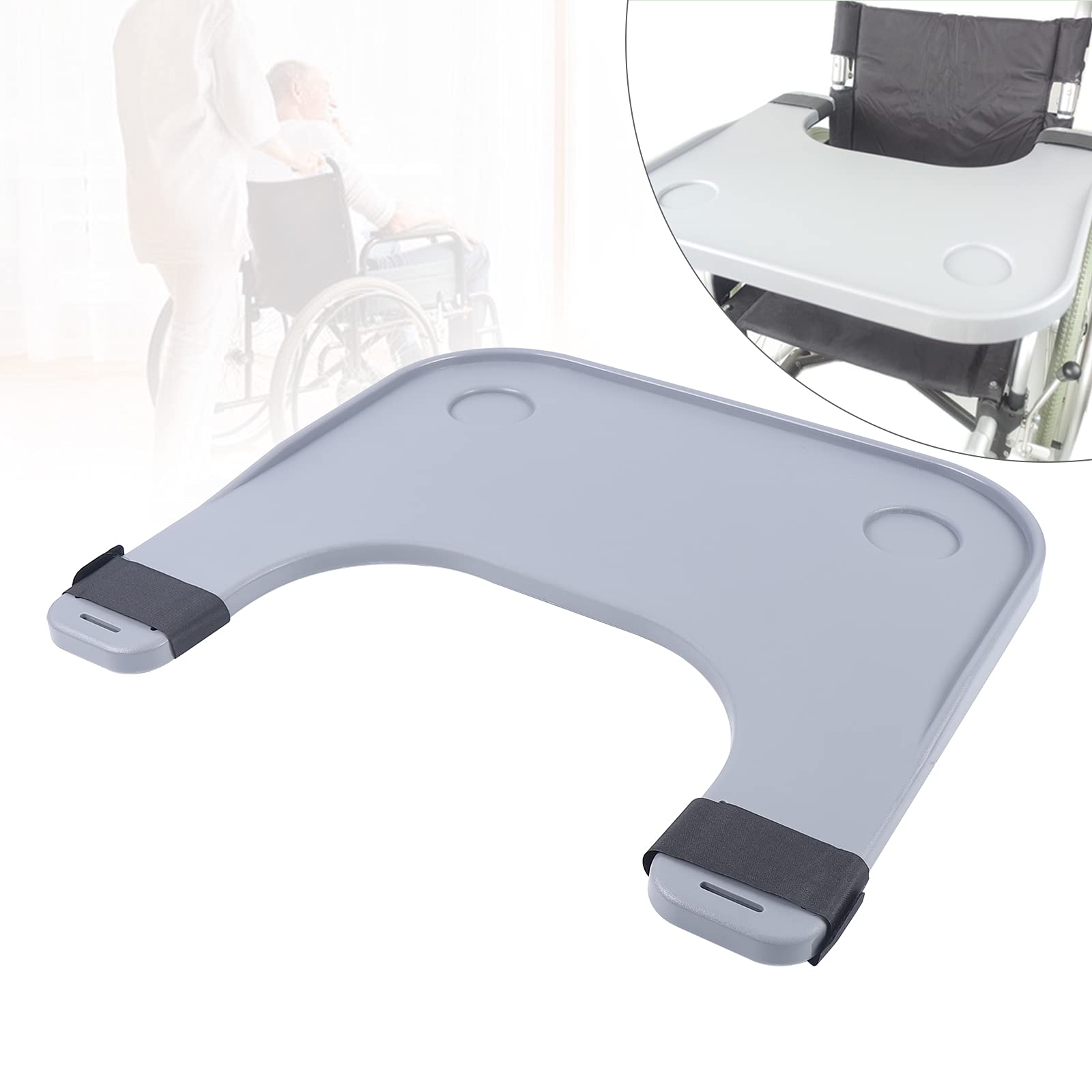 Wheelchair Tray with Cup Holder - Adjustable 14.5-22.8 Inch for Eating & Reading