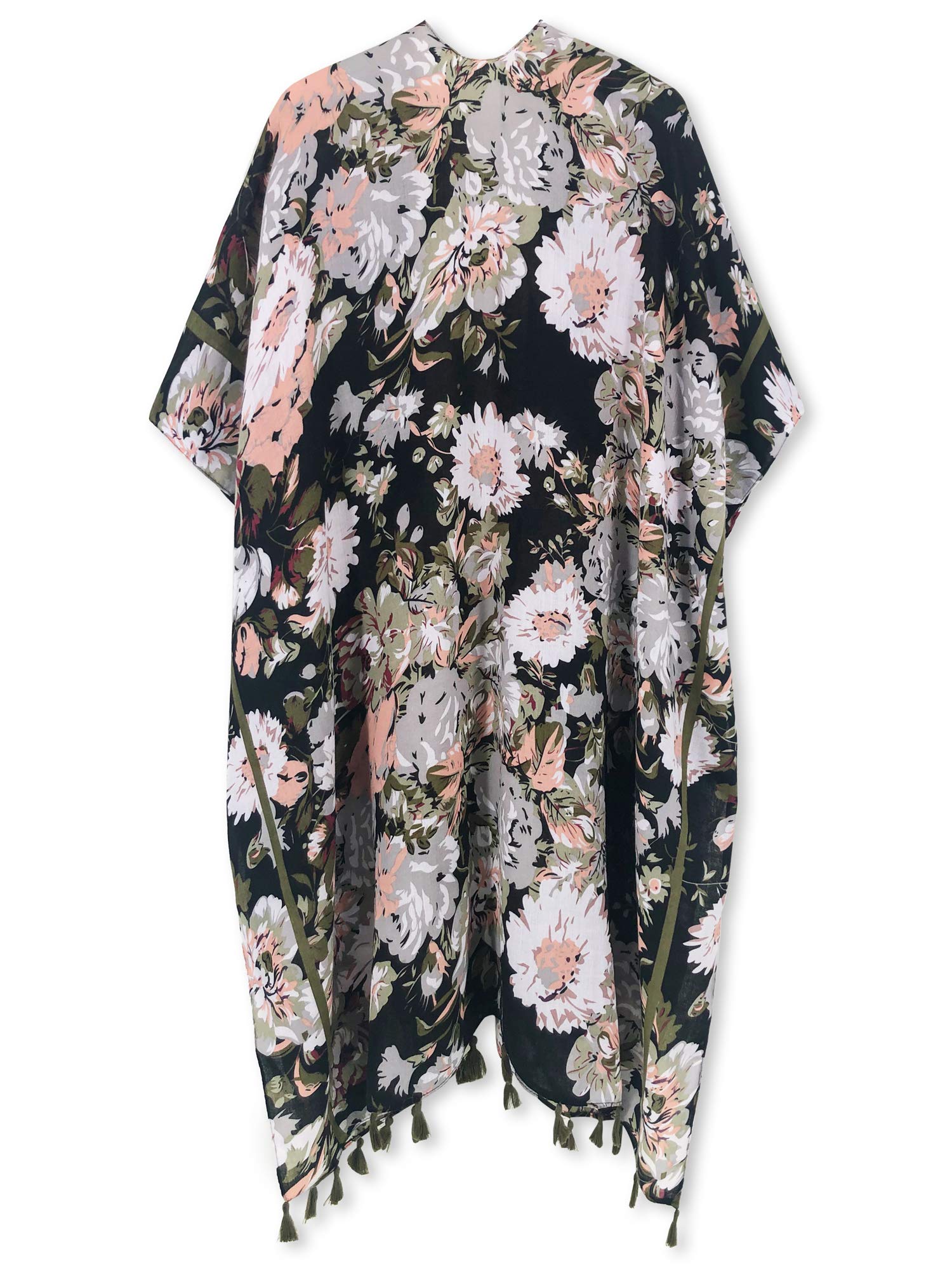 Bohemian Floral Print Women's Beach Cover Up - Lightweight Swimsuit Kimono Cardigan for Summer, Poolside & Vacation | Perfect for Beach Parties, Resort Wear and Tropical Getaways