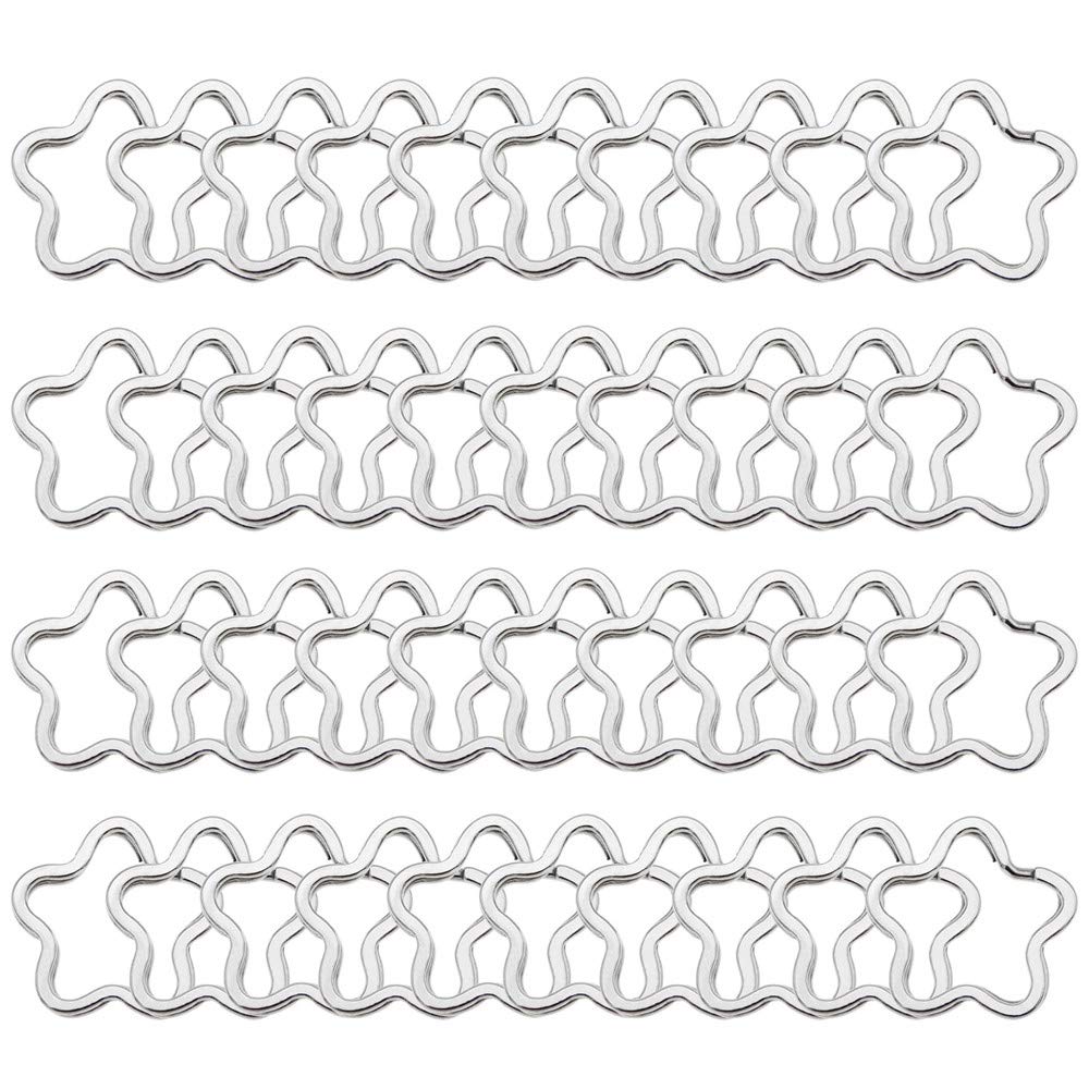 20pcs Silver Flower Key Rings 35mm - Heavy Duty Keychains for DIY Jewelry & Crafts