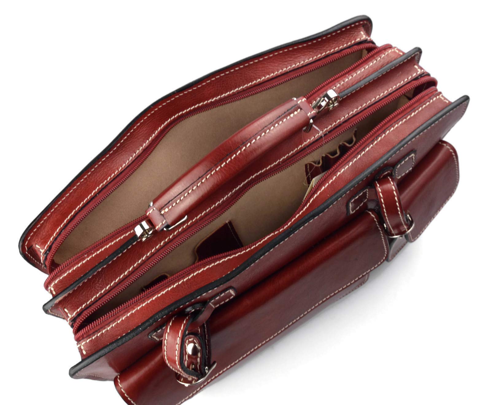 Premium Genuine Leather Shoulder Bag for Women & Men - Business Briefcase, Messenger Bag, Office Document Folder - Stylish Carry On Work Bag (Red) - Perfect for Business Travel, Commuting & Professional Meetings
