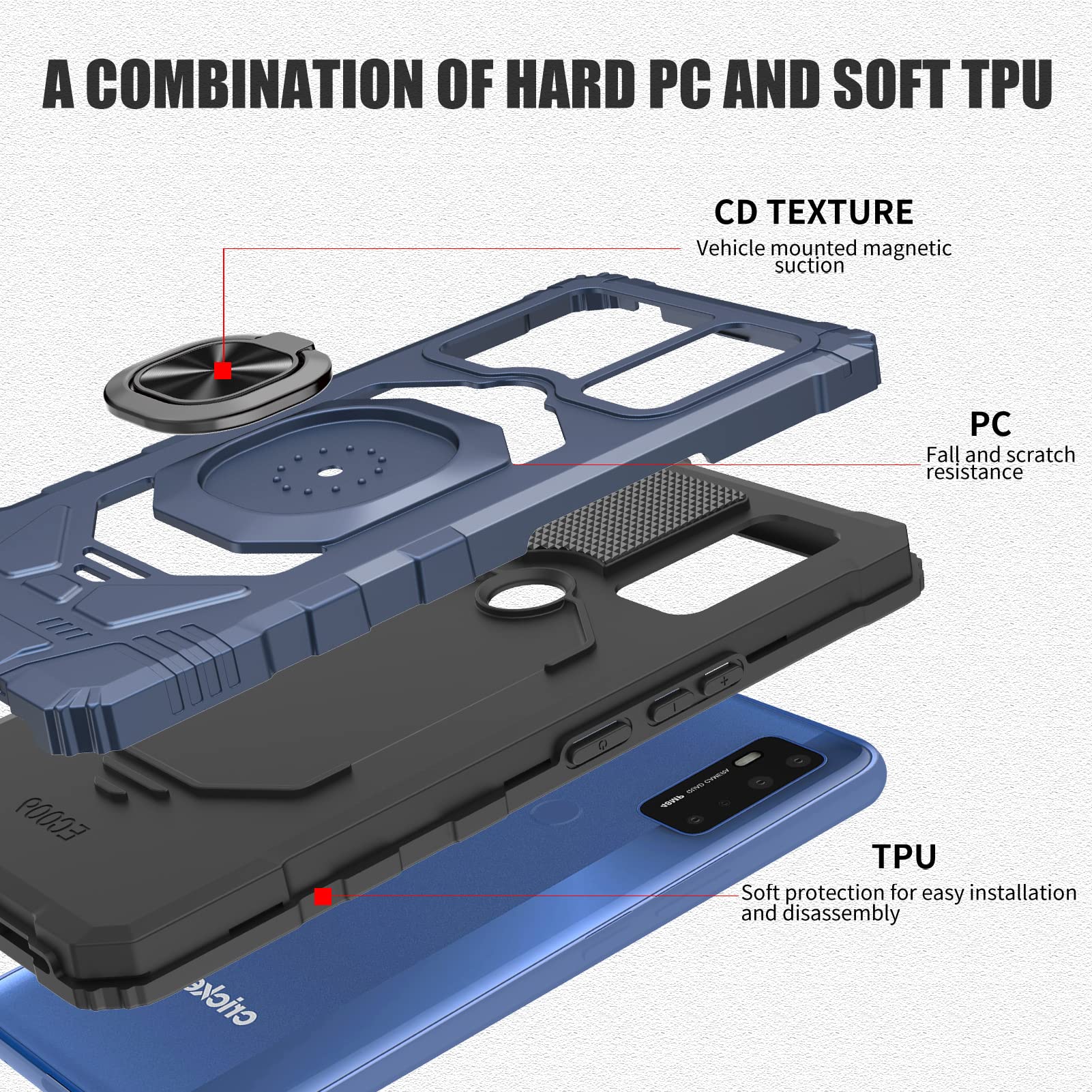 Ailiber Heavy Duty Magnetic Phone Case with Screen Protector & Kickstand for AT&T Radiant Max 5G 6.8