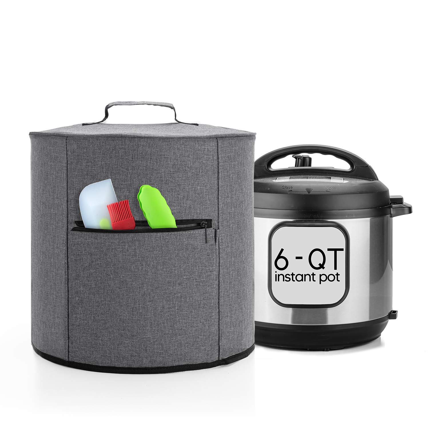 Luxja Instant Pot 6 Quart Pressure Cooker Cover with Zipper Pocket - Gray - Compatible with 6 Qt Instant Pot - Perfect for Kitchen Storage & Travel Accessories