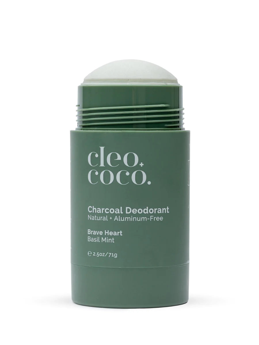 Natural Charcoal Deodorant for Men & Women - Brave Heart Basil Mint Scent | All-Day Odor Protection | Aluminum-Free & Vegan | Perfect for Gym, Work & Outdoor Activities