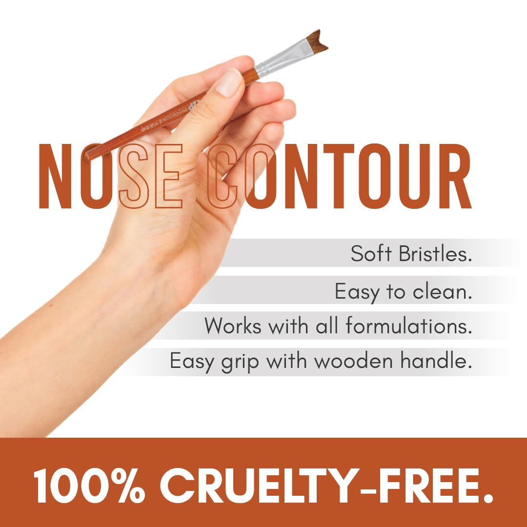 C2P PRO Nose Contour & Multi-Purpose Makeup Brush - V-Shape Design for Jawline, Cheeks, Eyeshadow & Forehead Blending - Professional Wooden Handle Makeup Brush for Flawless Contouring & Highlighting (Perfect for Daily Makeup & Professional Beauty Routines)