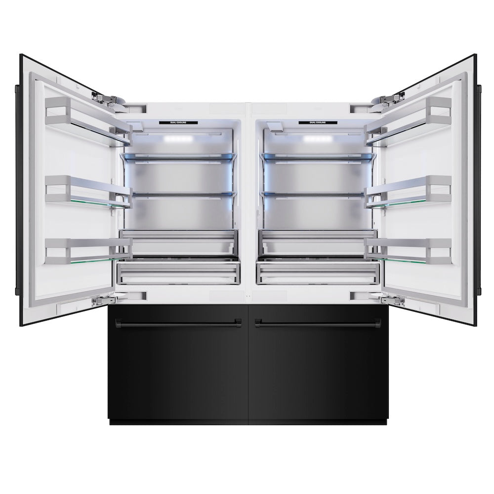 ZLINE 72-Inch Built-In French Door Refrigerator with Bottom Freezer - 39.6 cu.ft Capacity, Black Stainless Steel, Water Dispenser & Ice Maker (RBIT BS 72) - Perfect for Modern Kitchens & Open-Concept Homes
