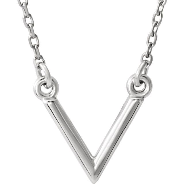 14K Gold Petite V Necklace 16.5