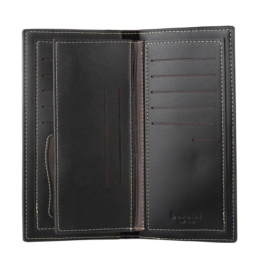 3 Color Men's Long Bifold Wallet - RFID Blocking Leather Checkbook ID & Credit Card Holder for Business & Travel | Slim & Durable Wallet for Everyday Use