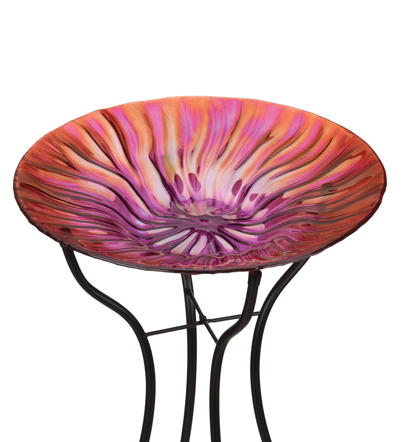 Regal Art & Gift 12760 18-Inch Birdbath with Stand - Wave Garden Décor in Magenta | Outdoor Decorative Bird Feeder for Garden, Patio & Yard
