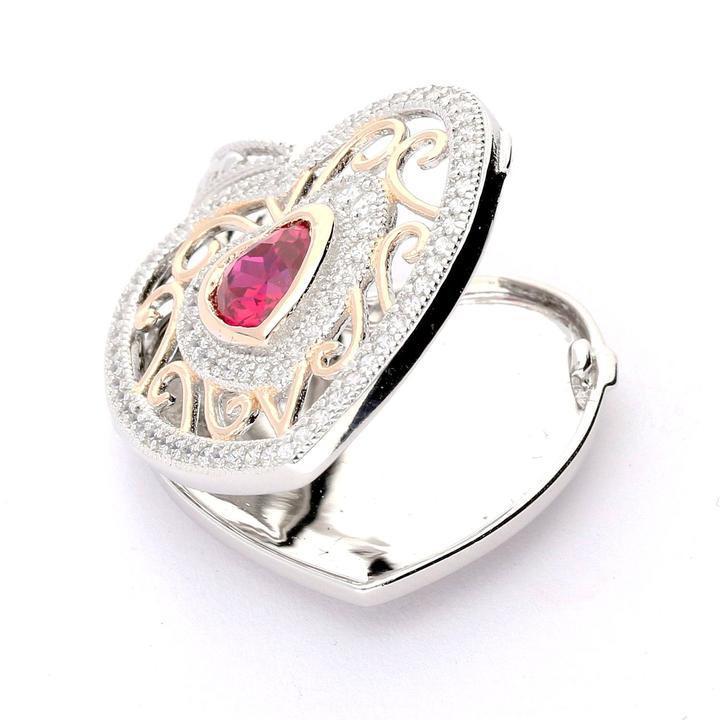 Lola Locket Necklace - Sterling Silver & Rose Gold Heart Pendant with Engravable Rosie Design | Perfect for Valentine's Day Gifts, Anniversary Presents & Keepsake Jewelry