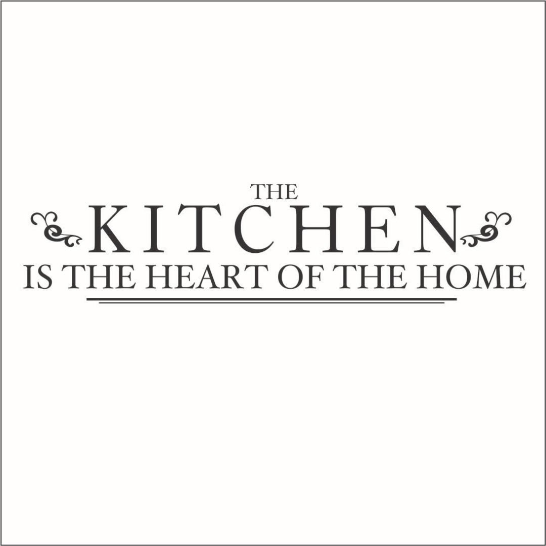 Omega 'The Kitchen is The Heart of The Home' Vinyl Wall Decal - Large Size (12x36 inches) - Soft Pink Home Decor for Kitchen, Dining Room & Farmhouse Style