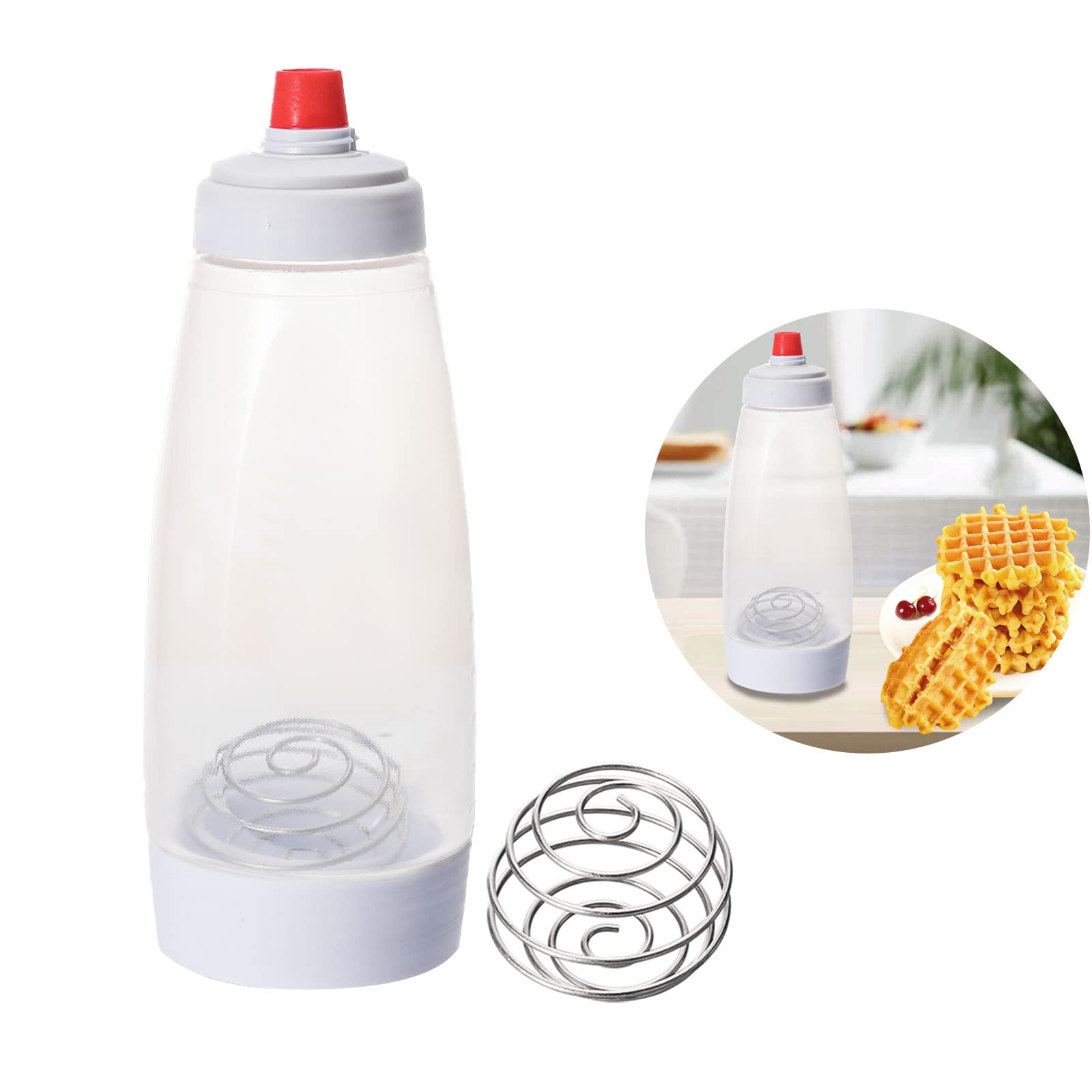 **Pancake Batter Dispenser Bottle with BlenderBall Whisk - Easy Squeeze Kitchen Tool for Perfect Pancakes, Waffles, Crepes & Muffins - Ideal for Breakfast, Baking & Kids Cooking**