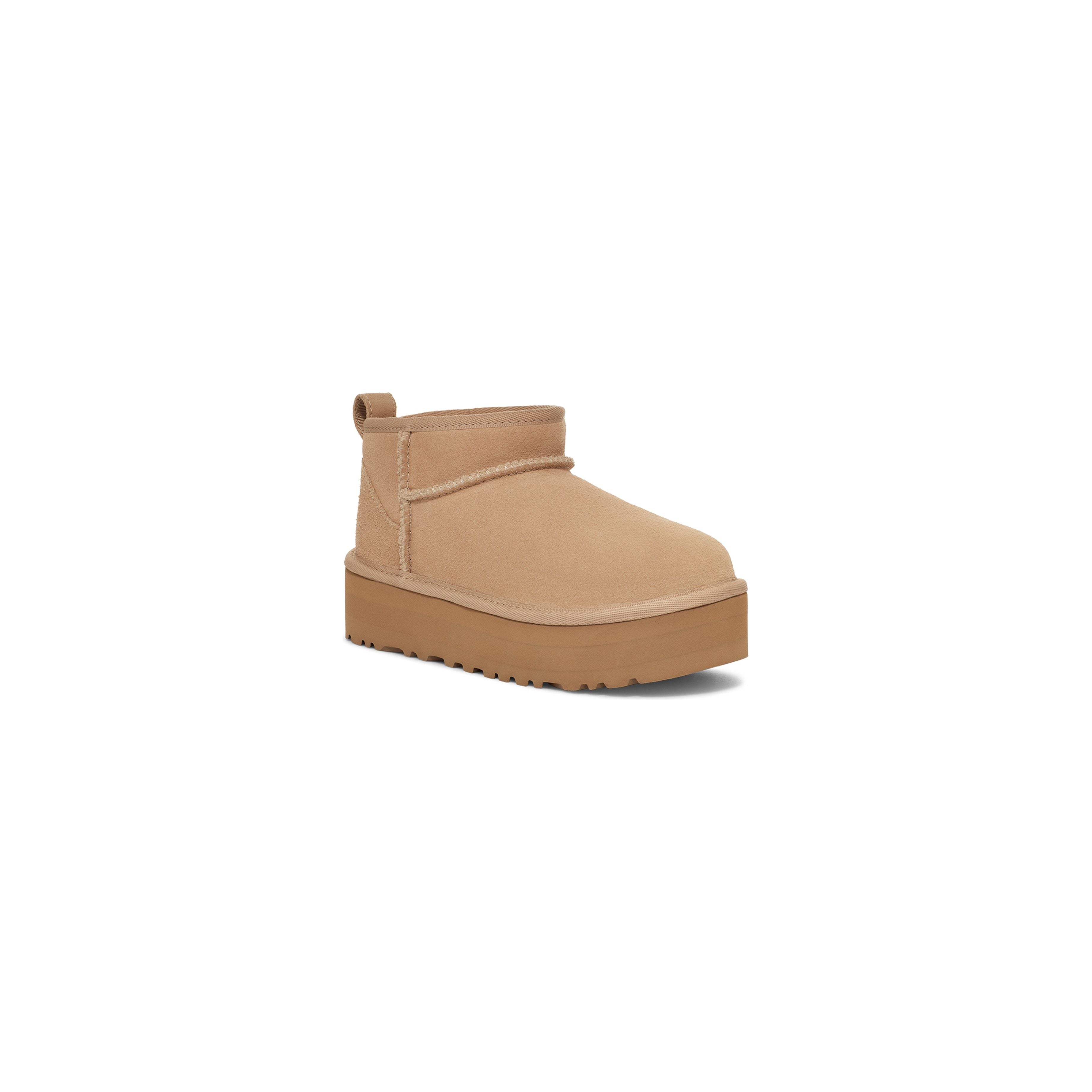 UGG Kid's Classic Ultra Mini Platform Boots in Sand - Warm & Comfortable Winter Shoes for Girls & Boys - Perfect for School, Outdoor Play & Cold Weather